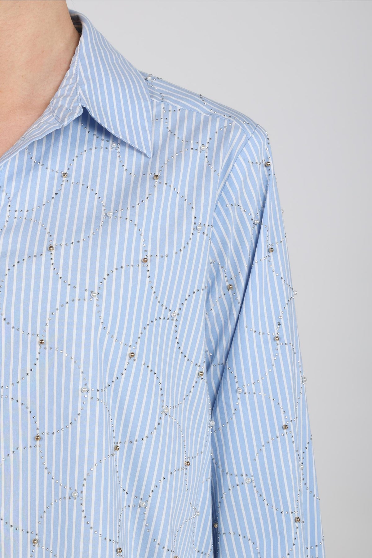 Nowi Blouse Stripe Stones | Offwhite/Sky