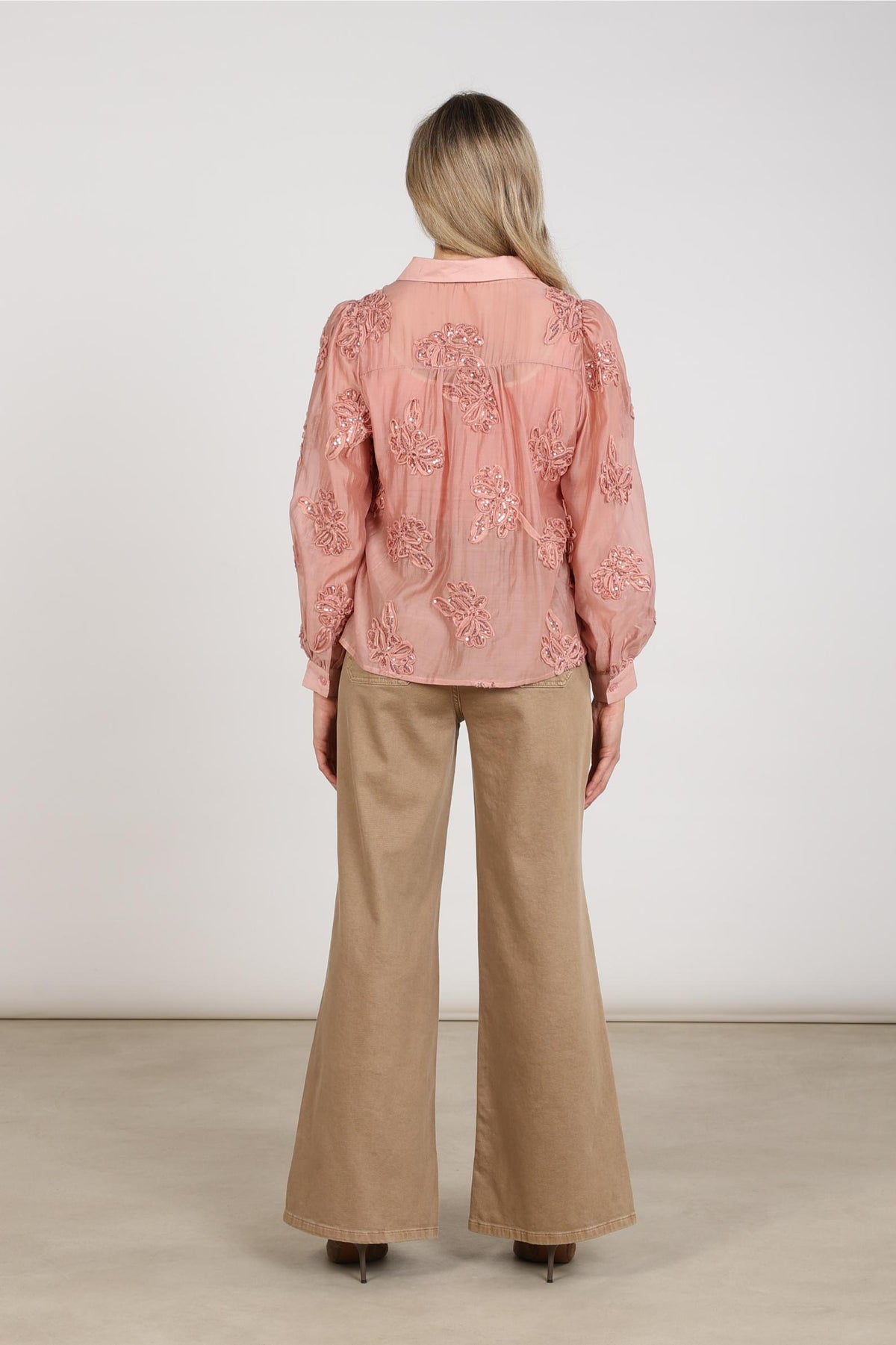 Antonella Bluse Pailletten Blume | Rosé