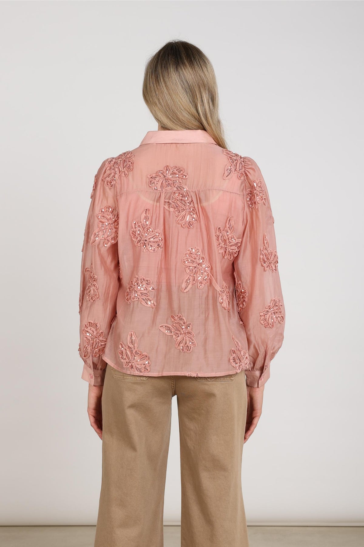 Antonella Bluse Pailletten Blume | Rosé