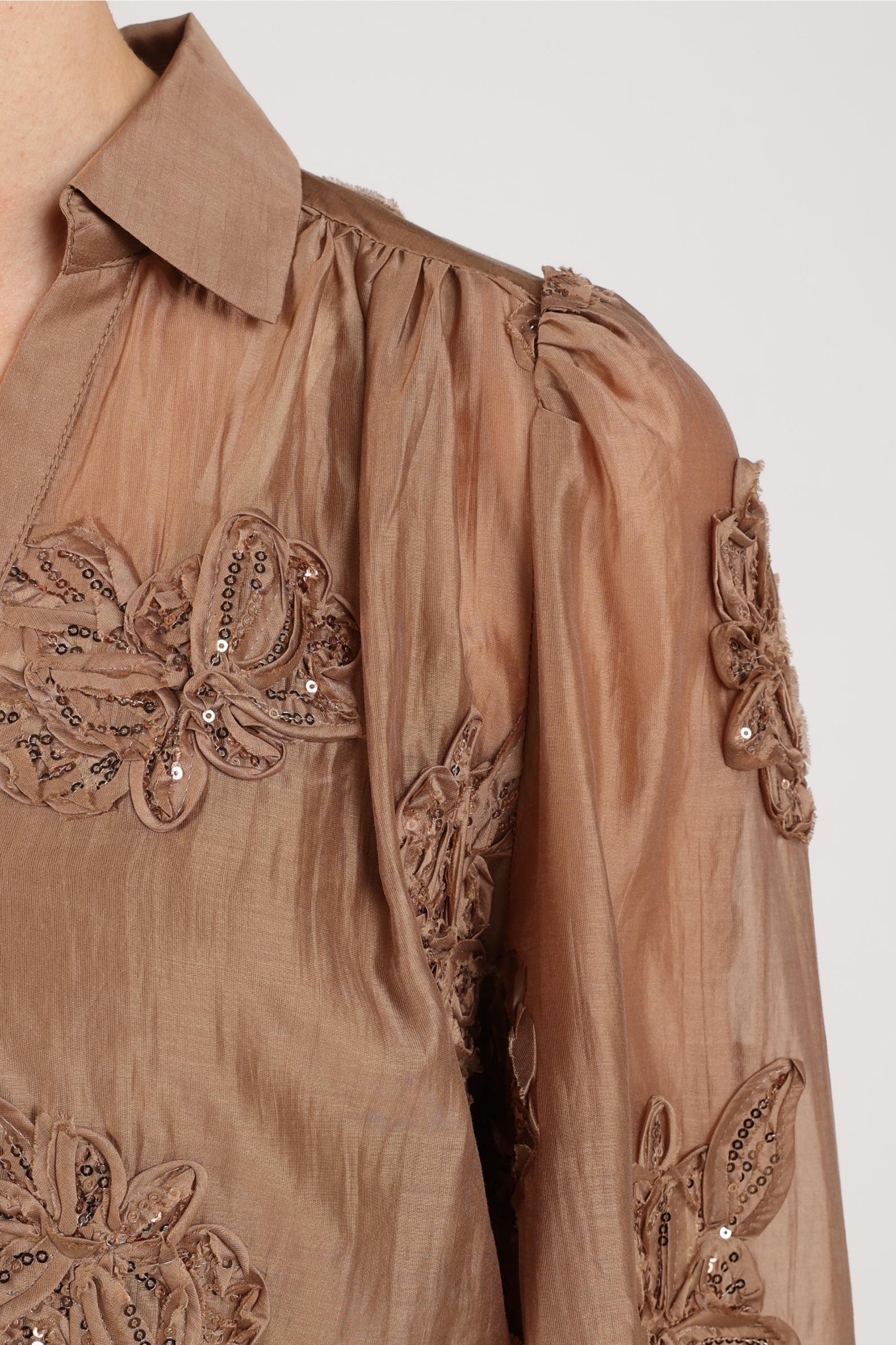 Antonella Blouse Paillet Flower | Taupe