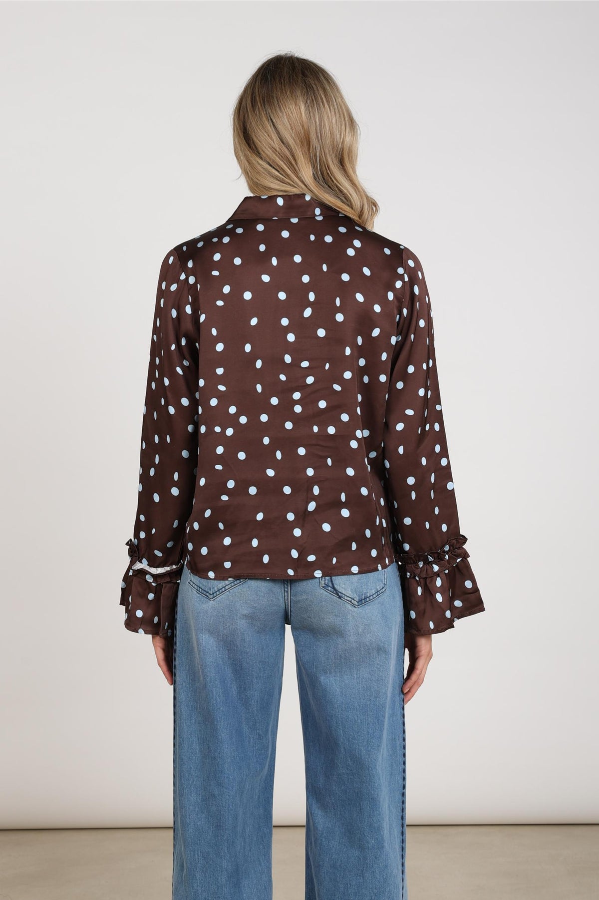 Arani Blouse Dots | Chocolate/Sky