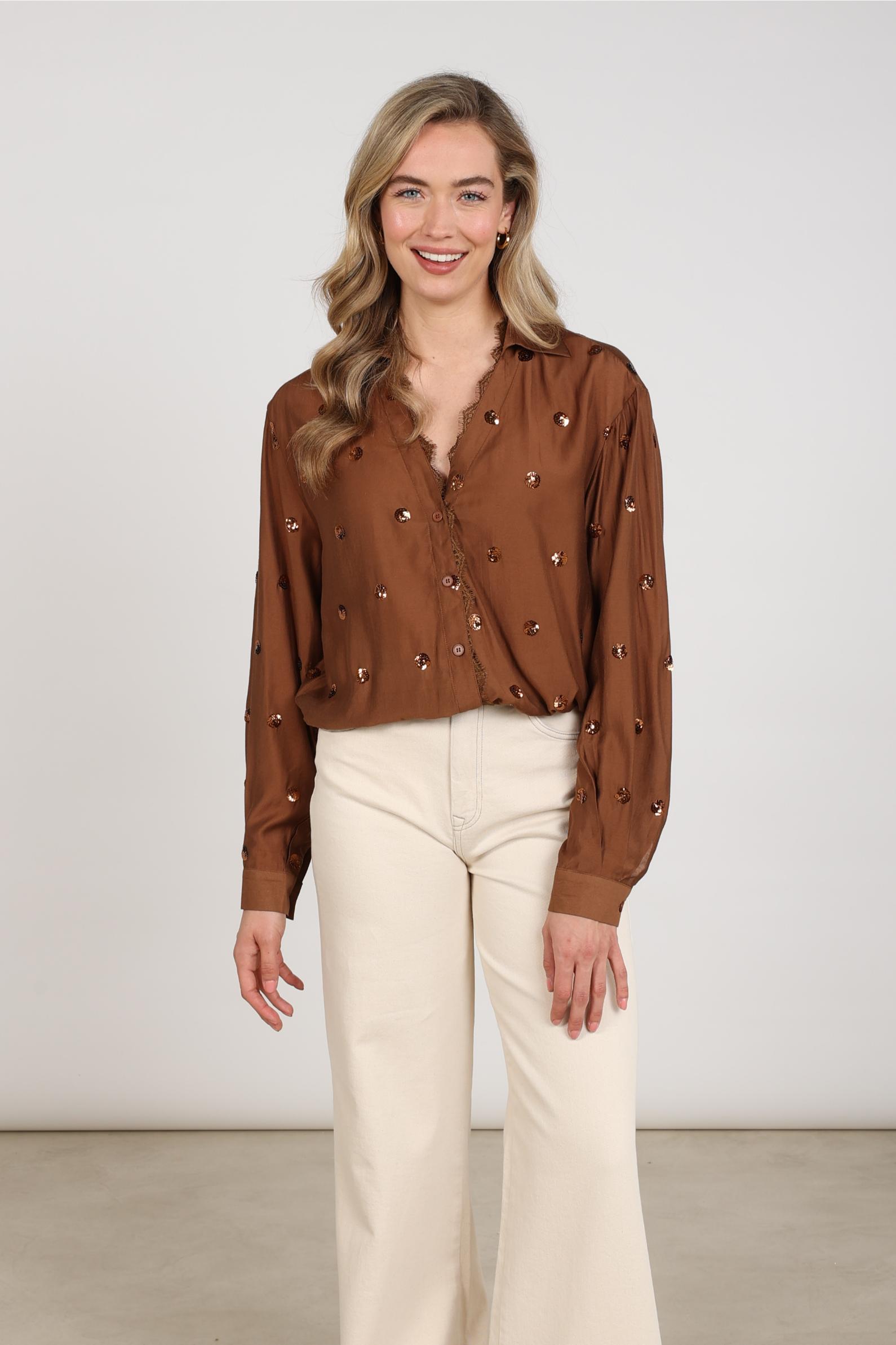 Anika Blouse Paillet | Espresso