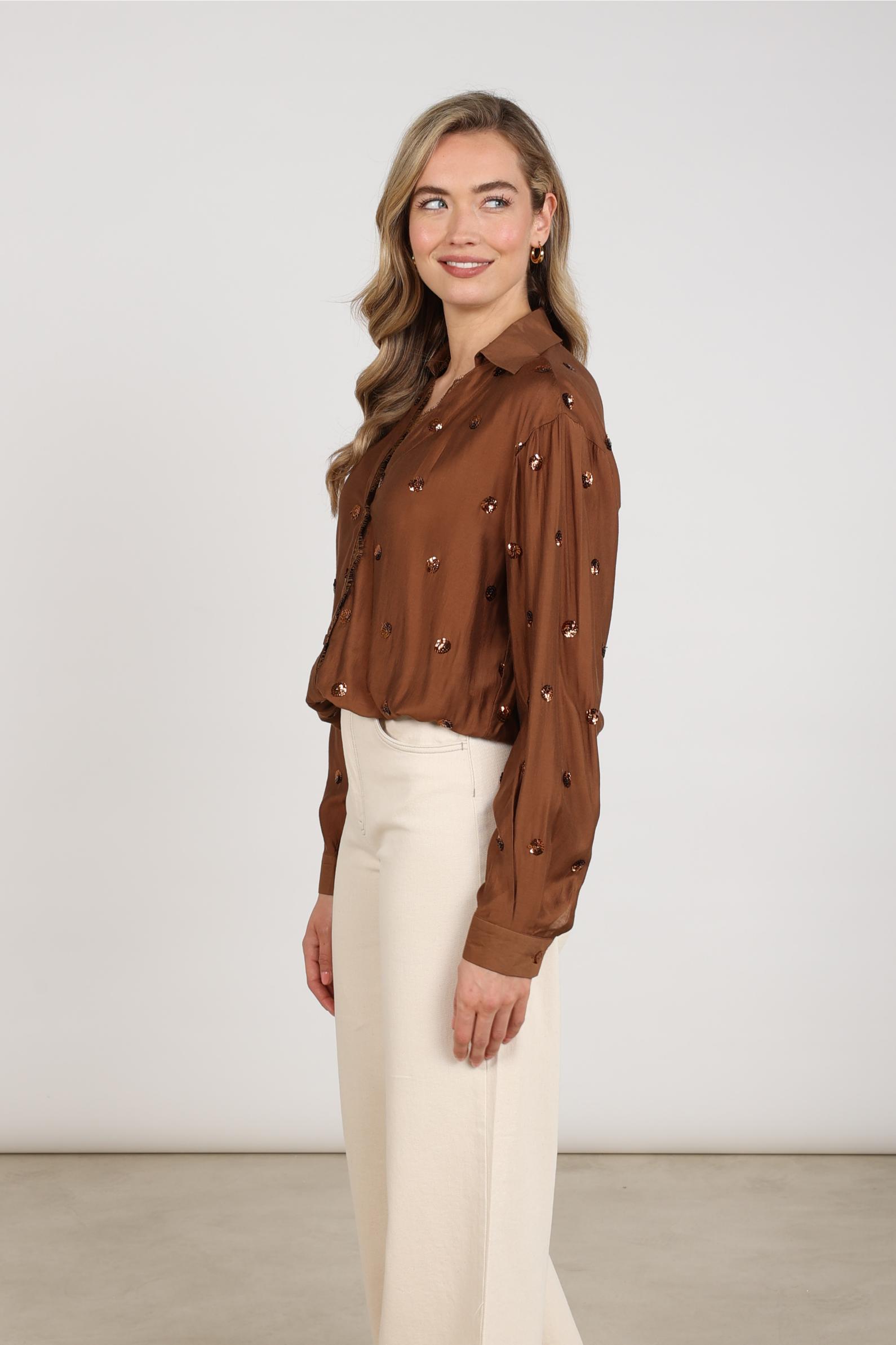 Anika Blouse Paillet | Espresso