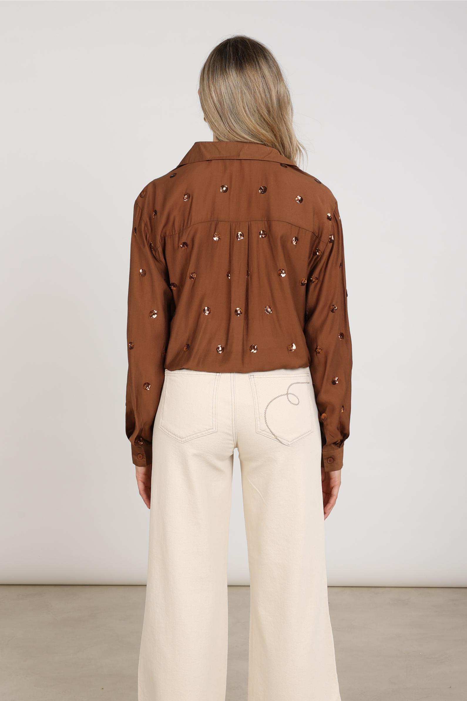 Anika Blouse Paillet | Espresso
