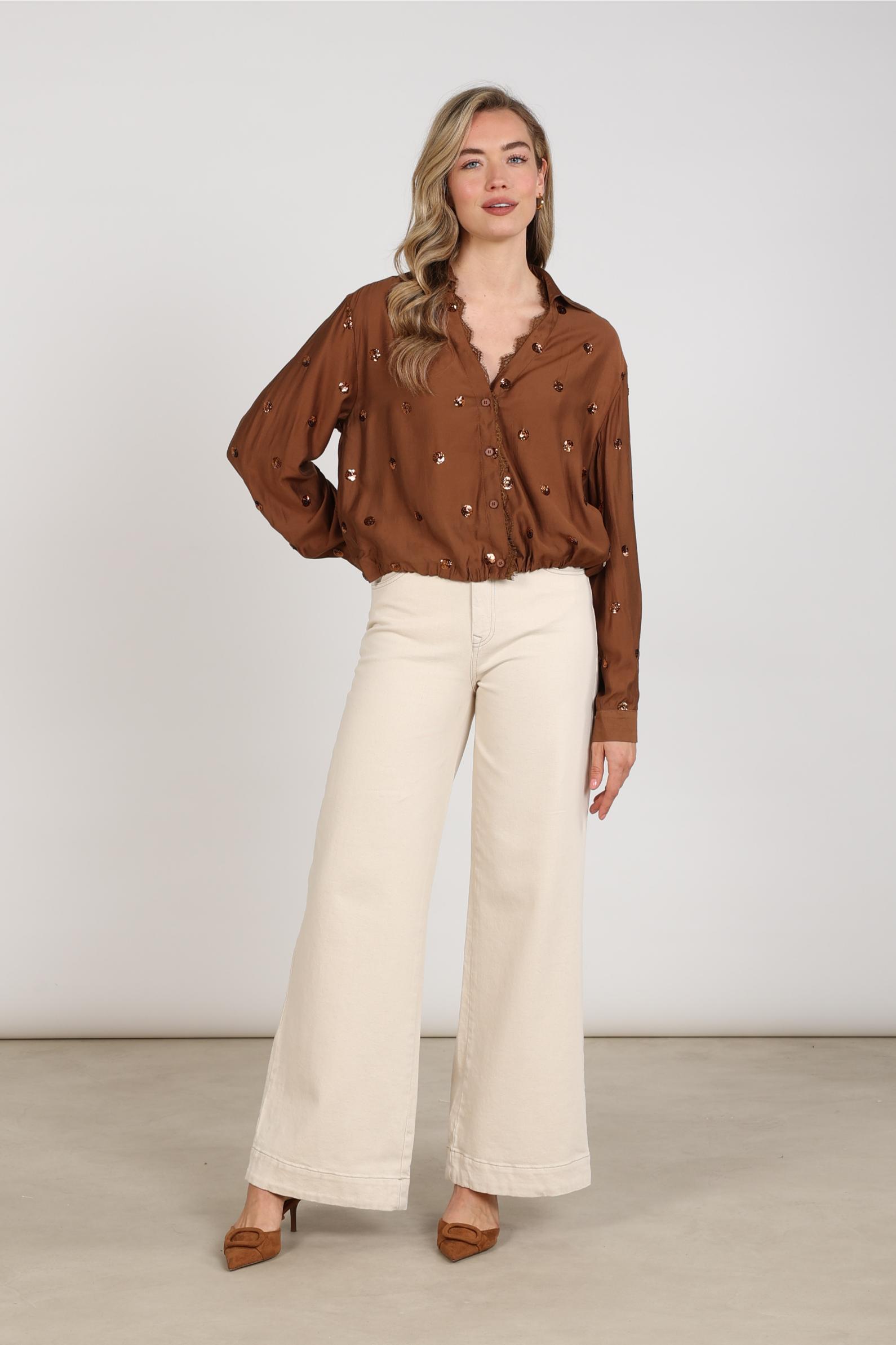 Anika Blouse Paillet | Espresso