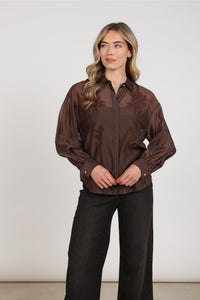 Addie Blouse Embroidery | Chocolate