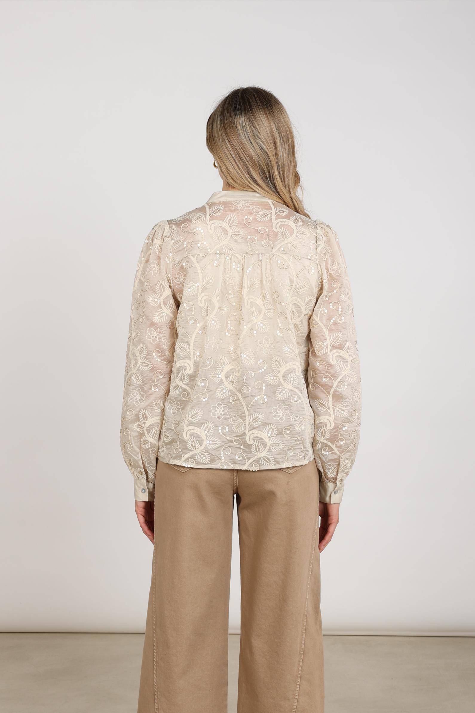 Antonella Blouse Embroidery | Sand