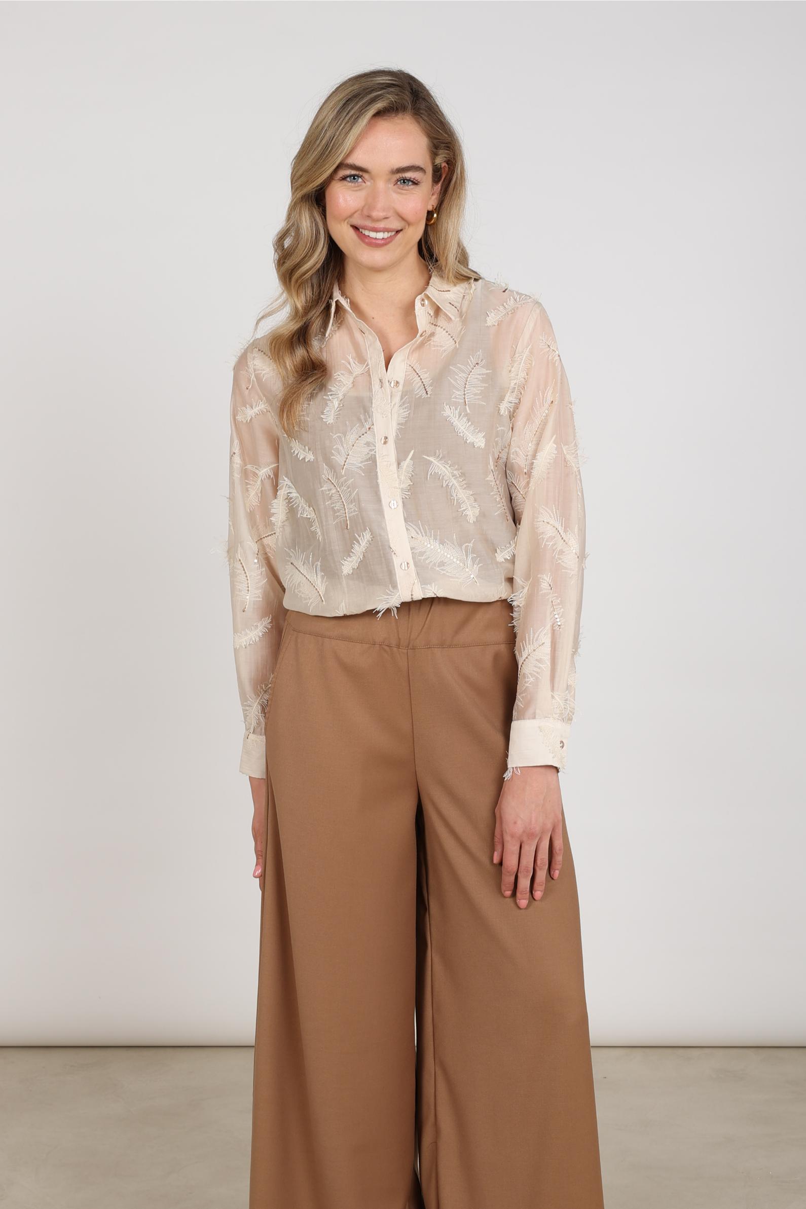 Aysha Blouse Feathers | Sand