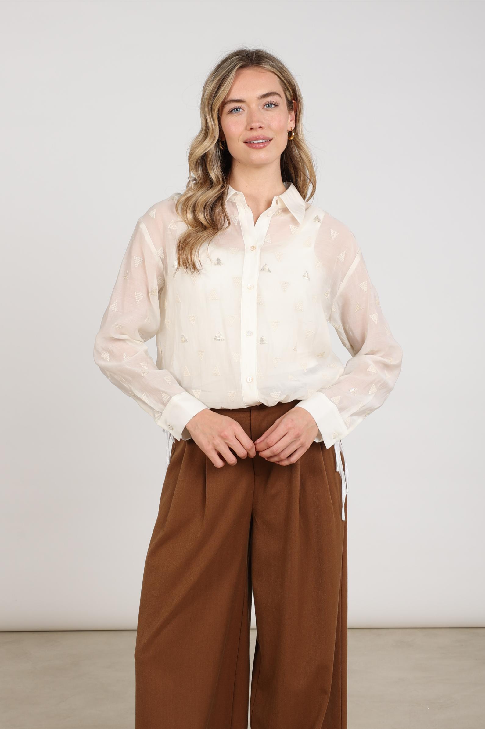 Ally Blouse Square Embroidery | Off White