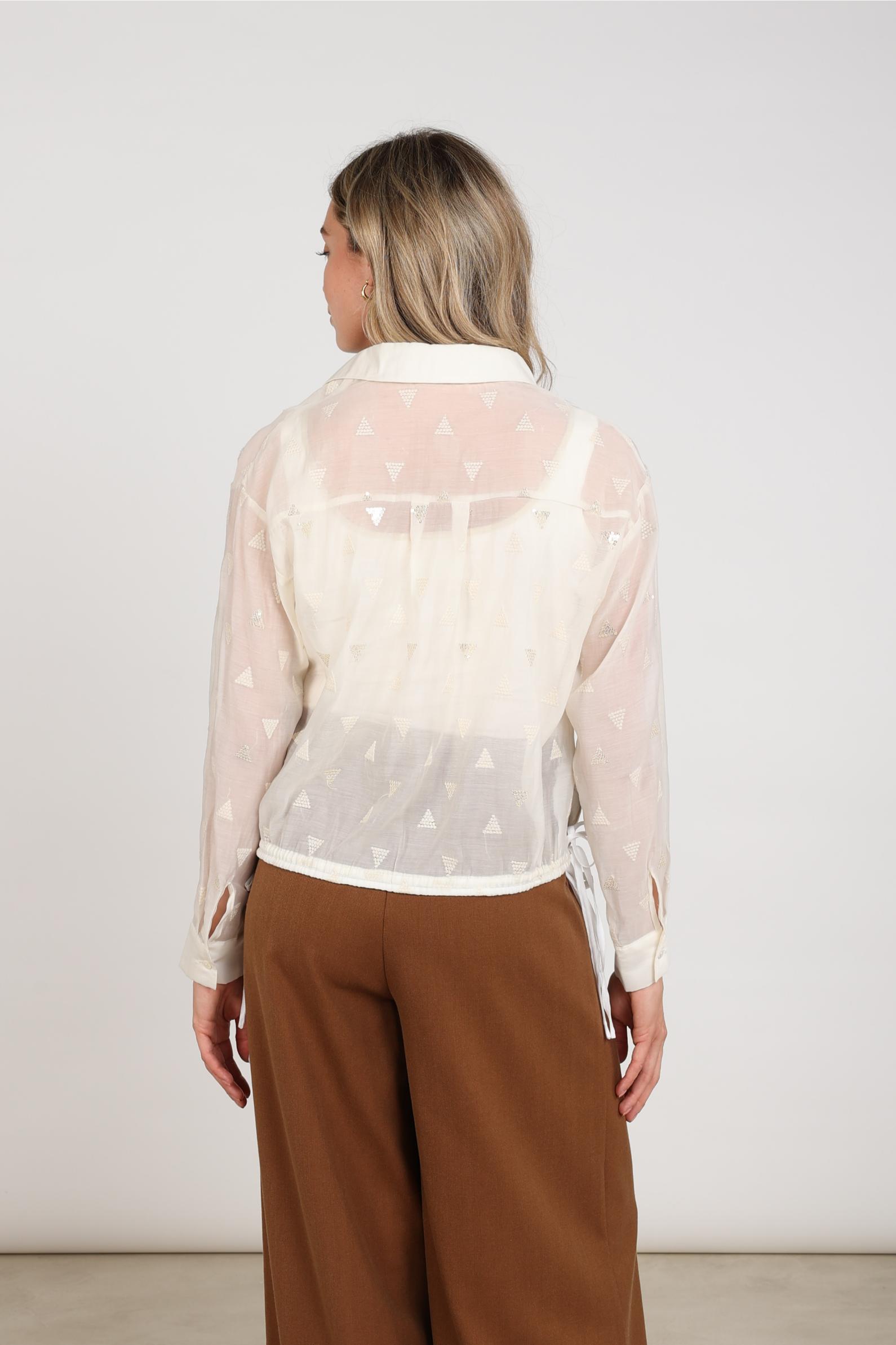 Ally Blouse Square Embroidery | Off White