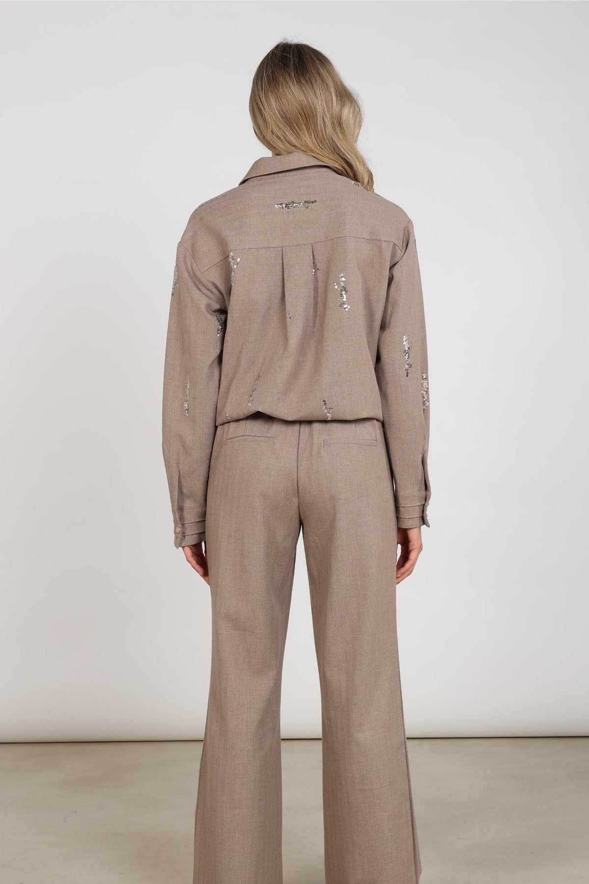 Annelynn Blouse Paillet | Taupe