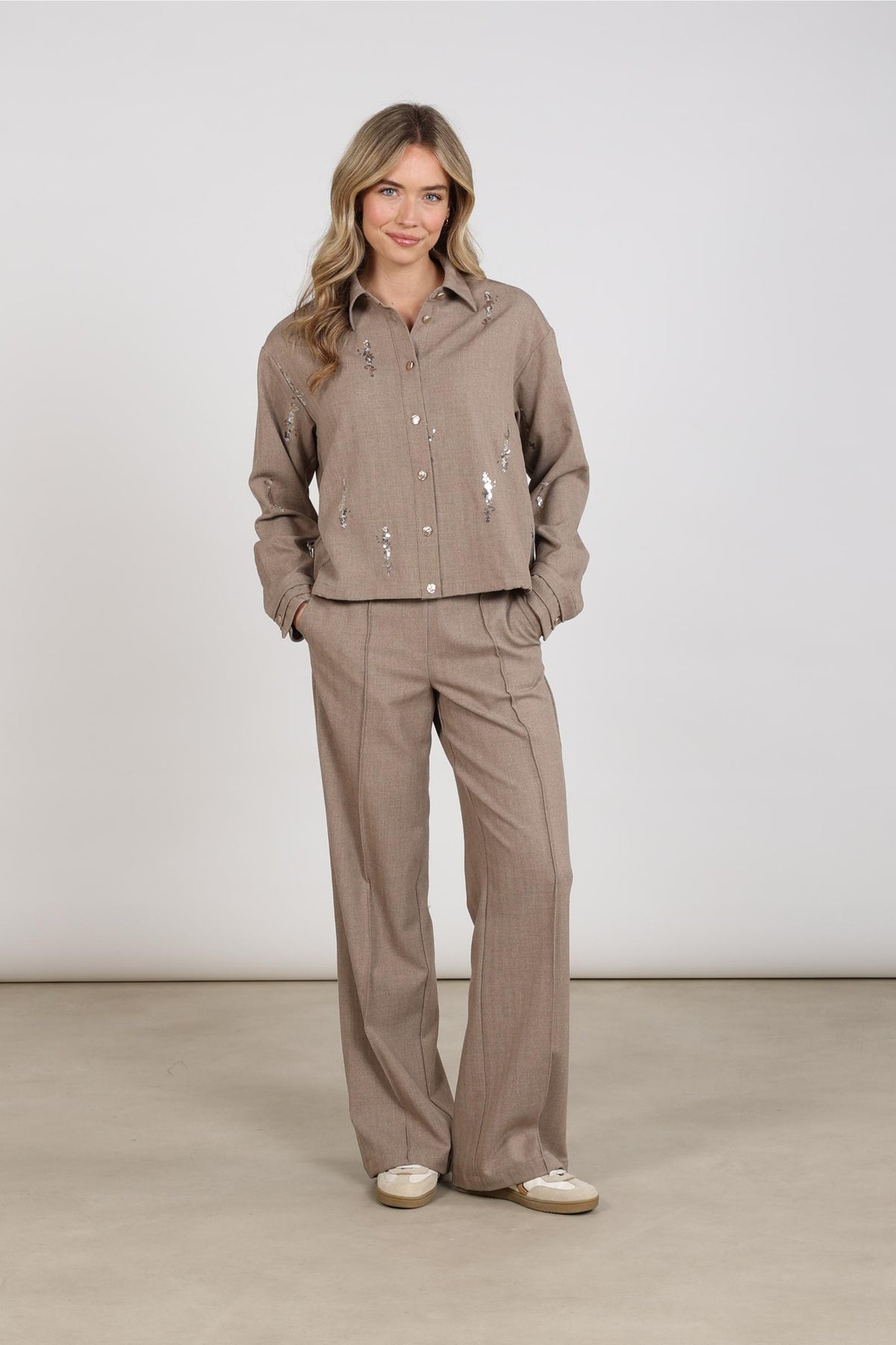 Annelynn Blouse Paillet | Taupe