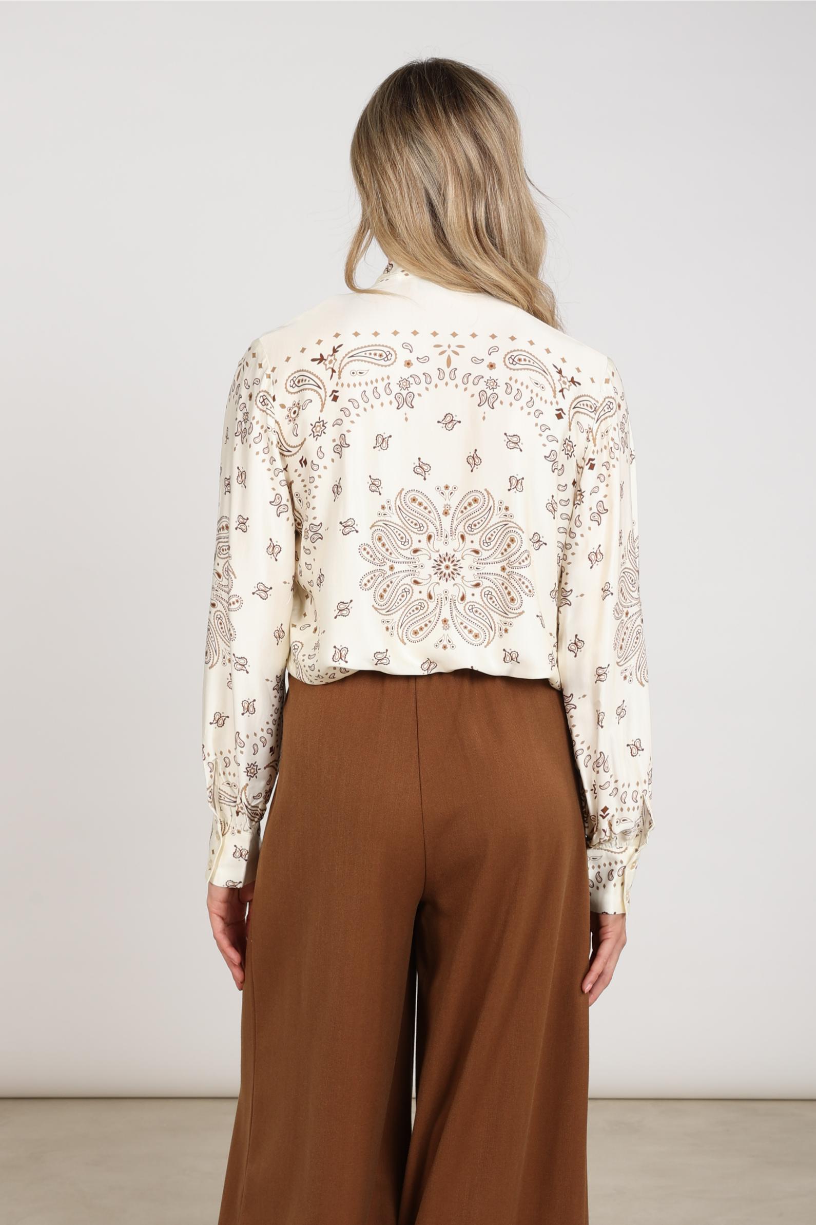 Angie Blouse Tie Paisley | Offwhite/Toffee