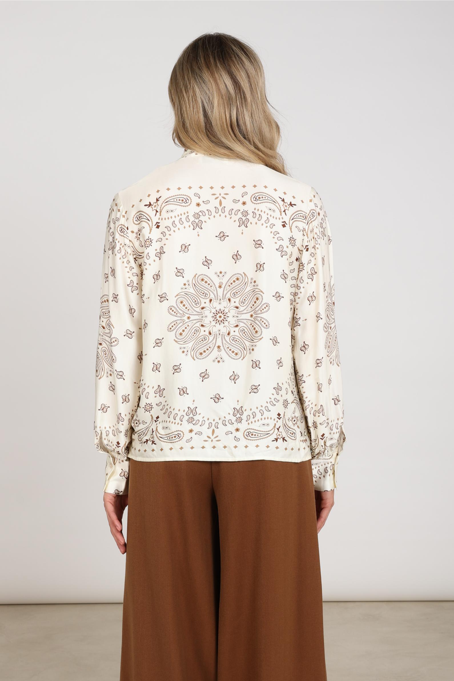 Angie Blouse Tie Paisley | Offwhite/Toffee
