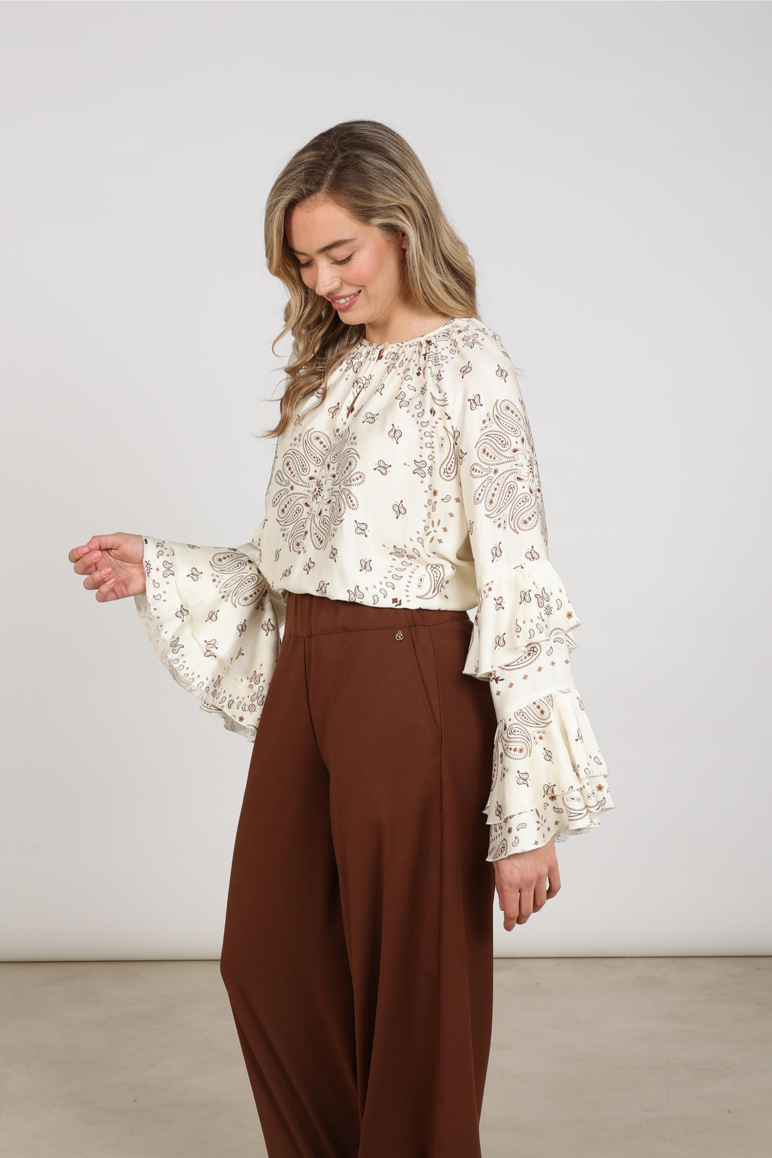 Asra Blouse Paisley | Offwhite/Toffee