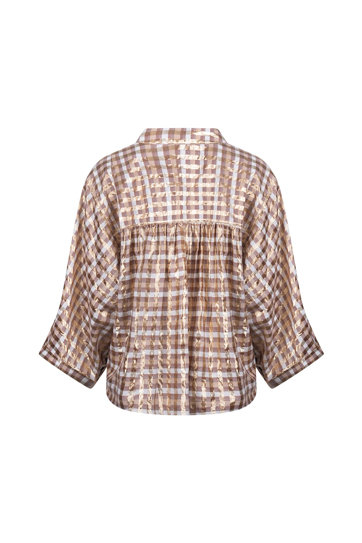 Maya Blouse Check | Offwhite/Toffee