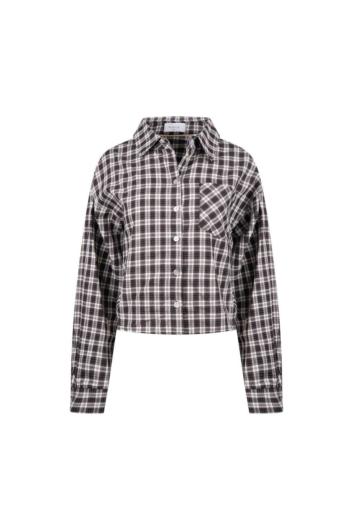 Macy Blouse Check | Offwhite/Chocolate