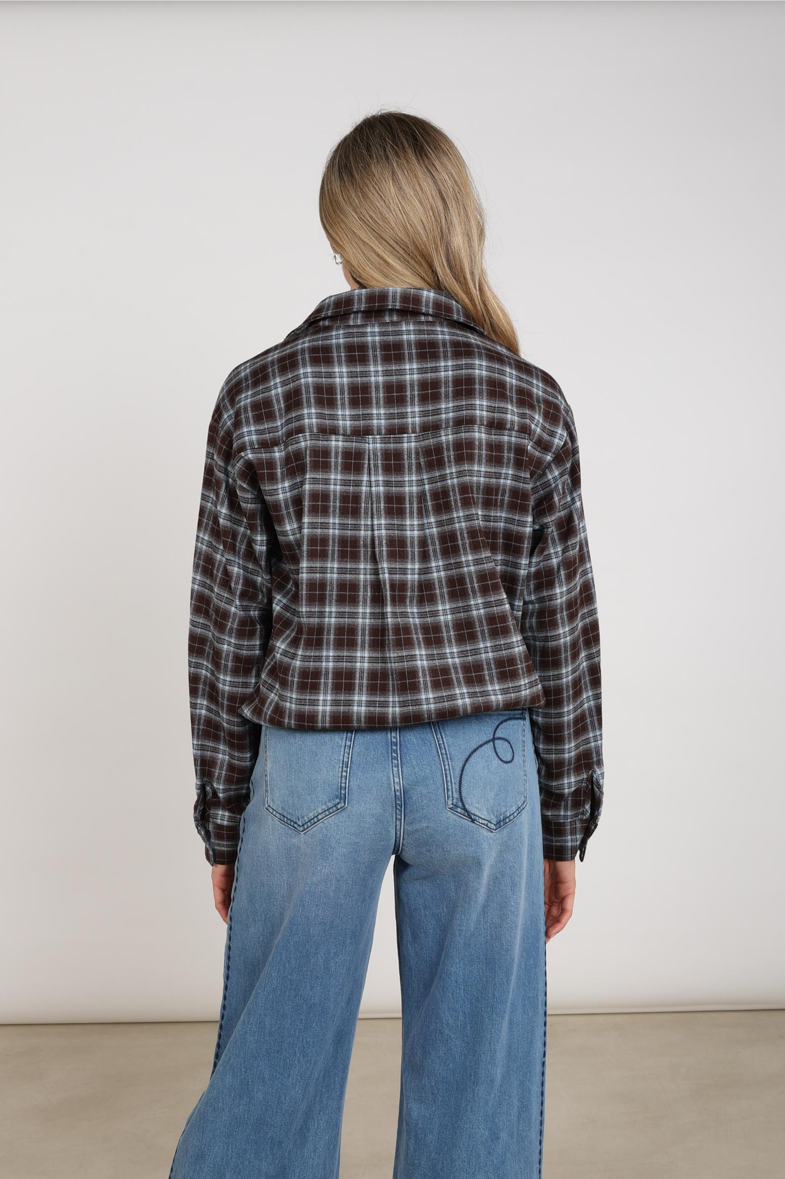 Newport Blouse Check | Chocolate/Sky