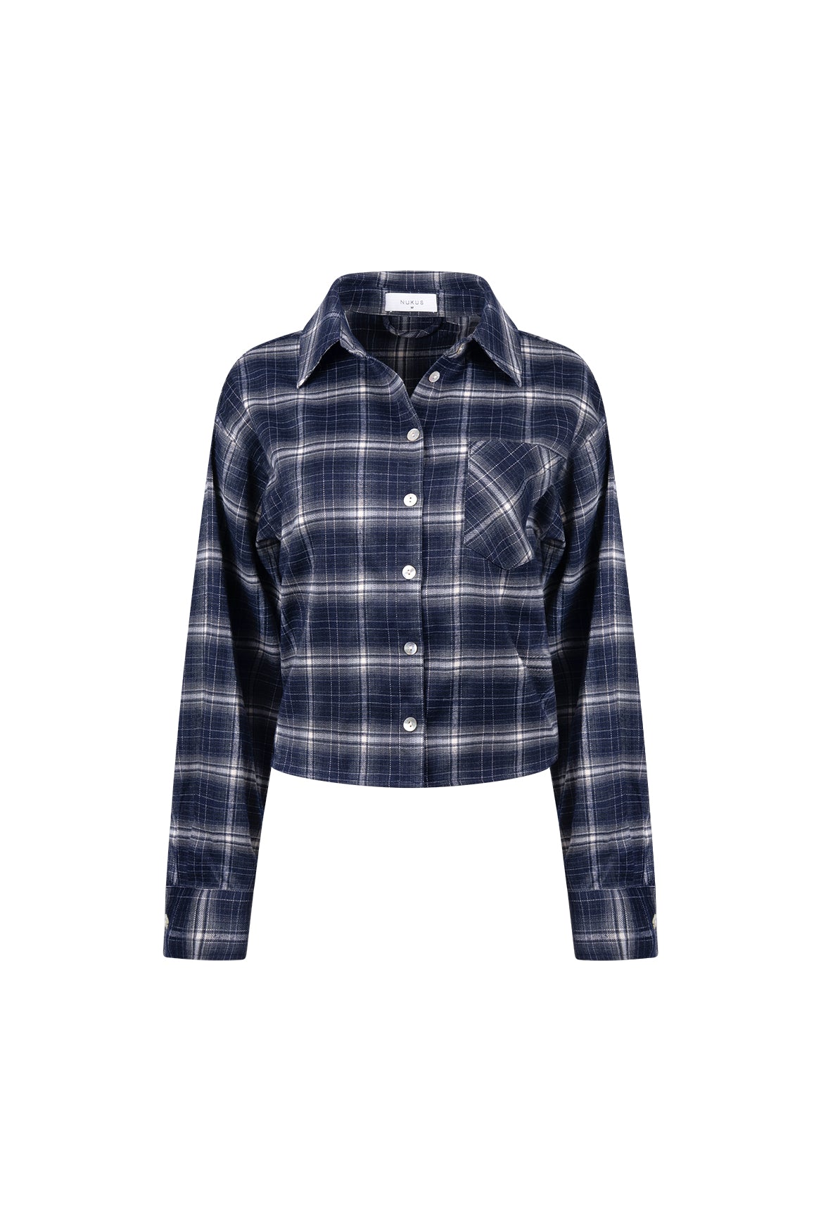 Macy Blouse Check | Navy/Offwhite