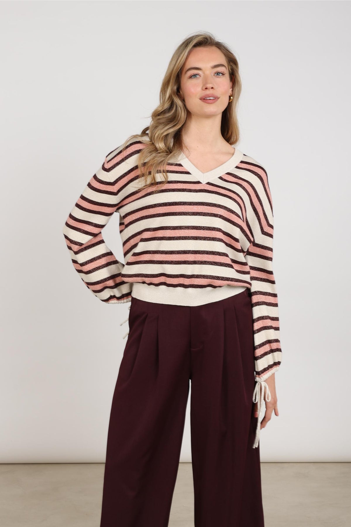 Kim Pullover Stripe | Sand/Rose