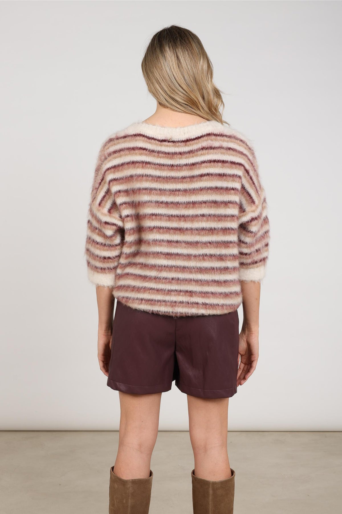 Lucia Pullover Streifen | Offwhite/Rosé