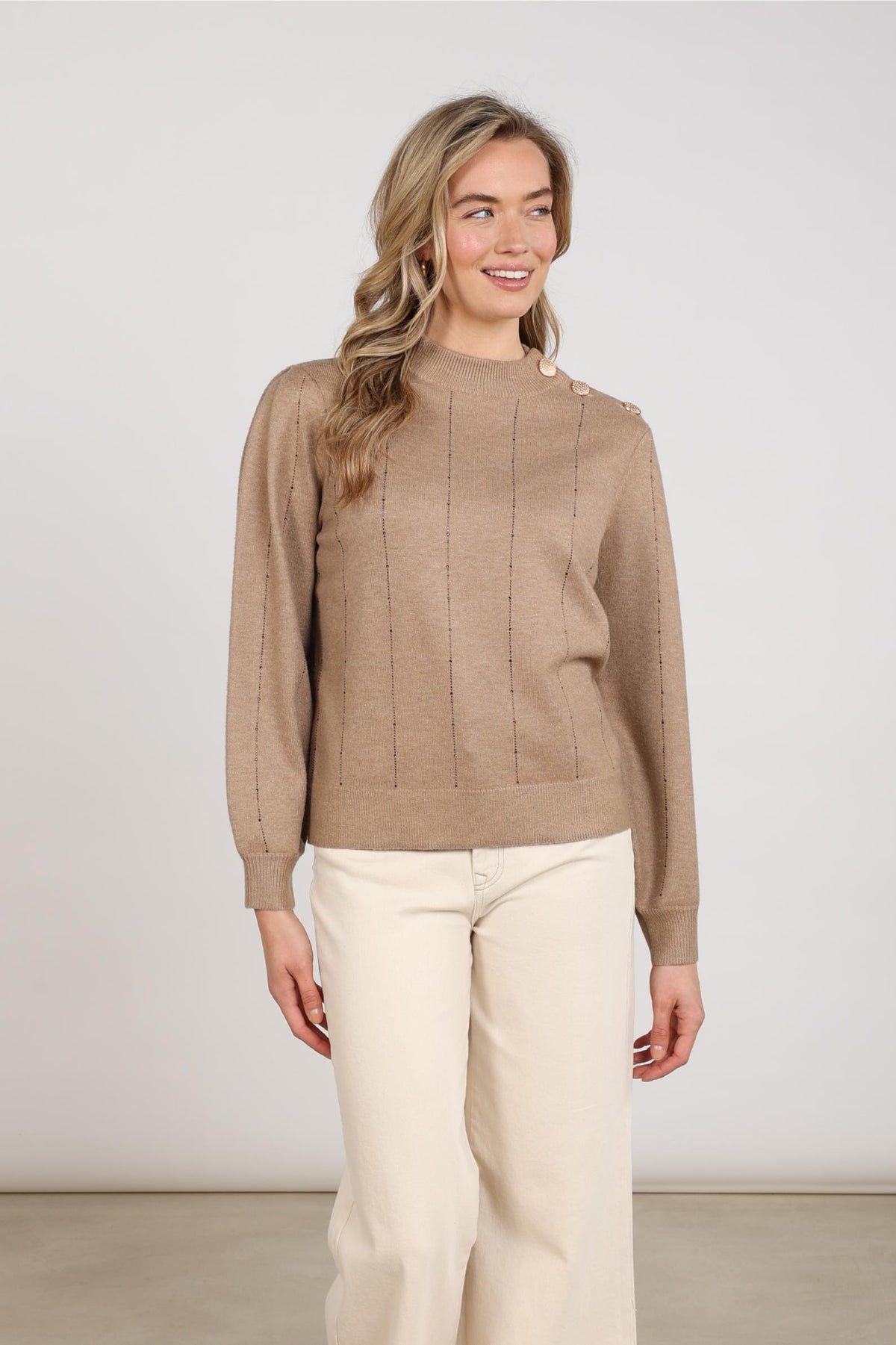 Molly Pullover Strass | Taupe