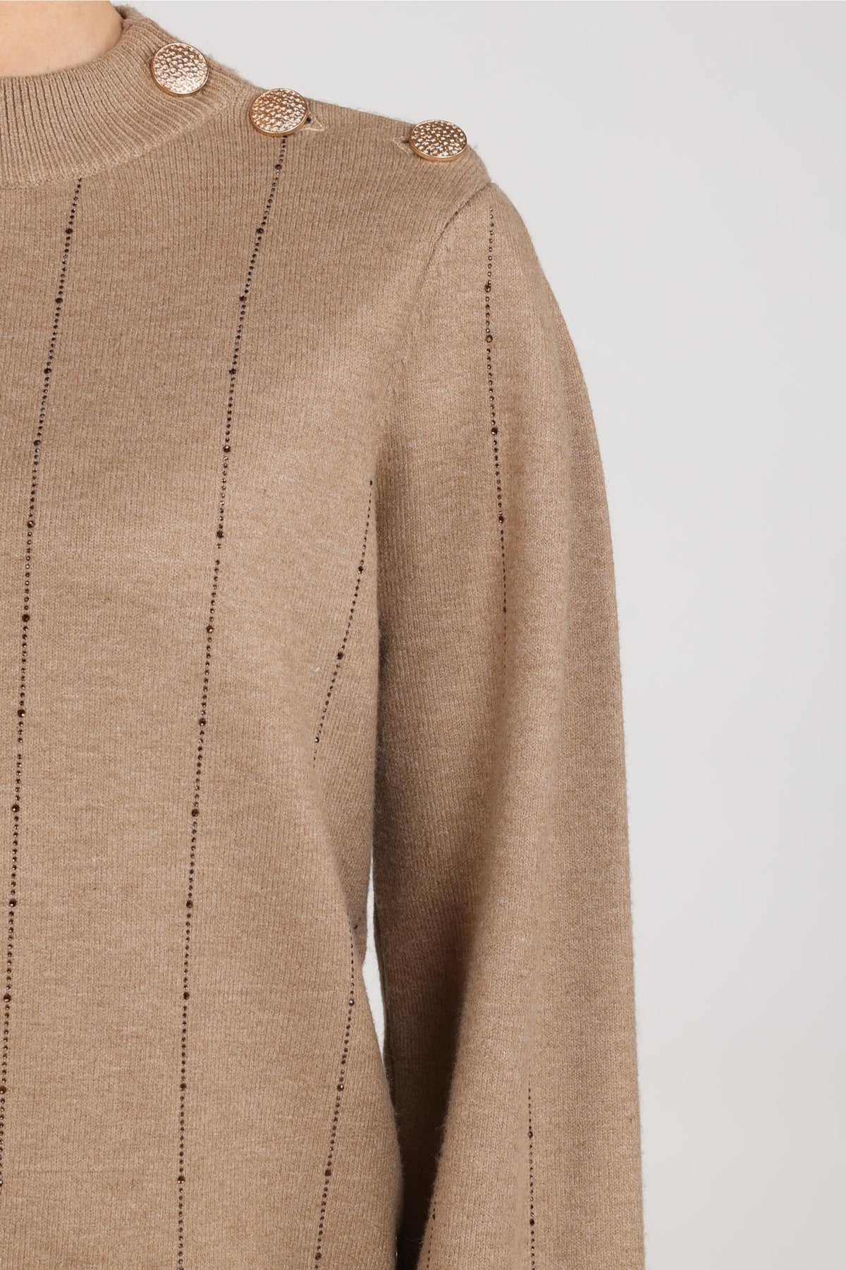Molly Pullover Strass | Taupe