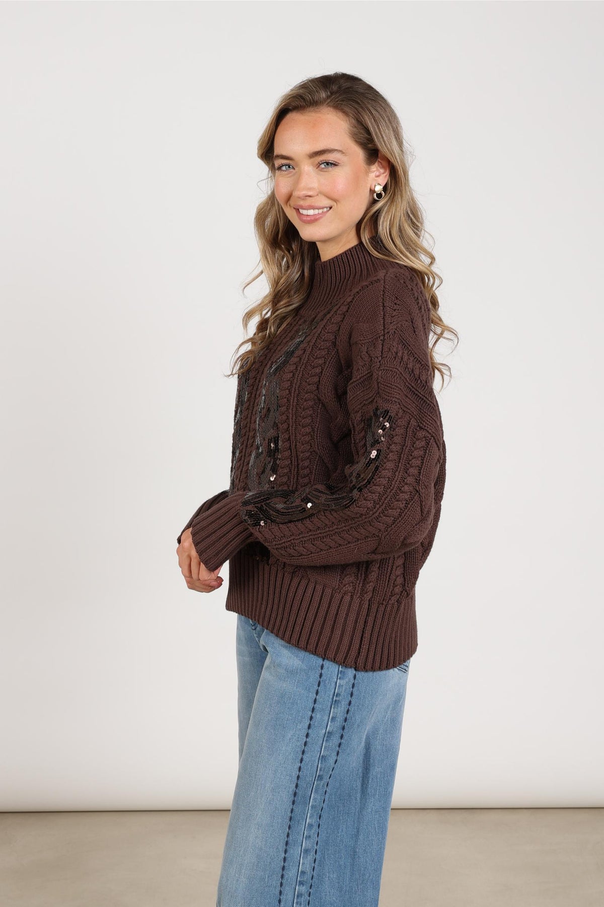 Megan Pullover Paillet | Chocolate