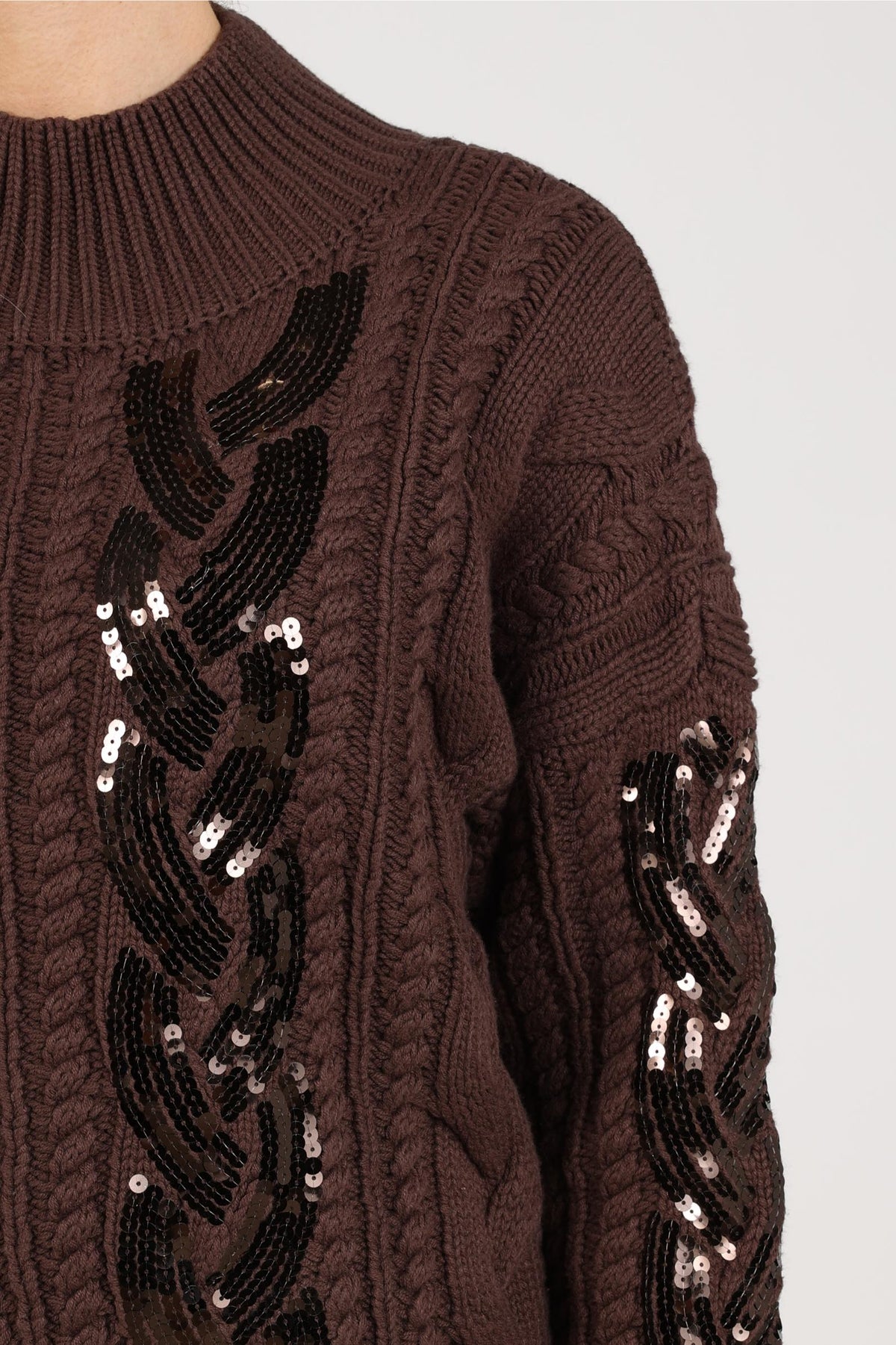 Megan Pullover Paillet | Chocolate