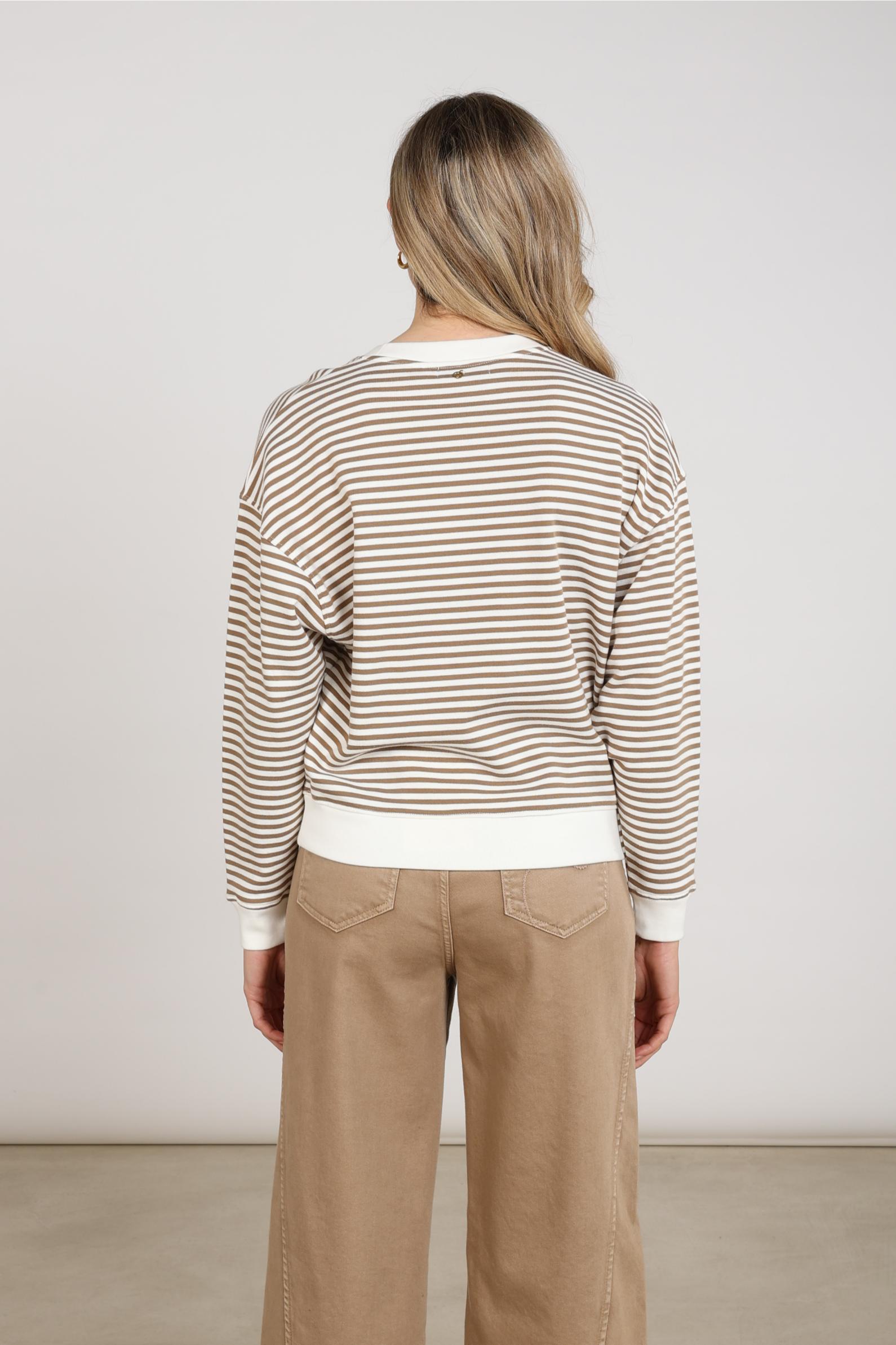 Nelly Pullover Stripe | Offwhite/Taupe