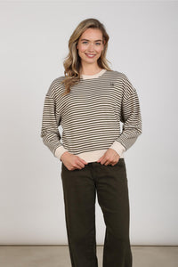 Nelly Pullover Stripe | Sand Melange/Moss