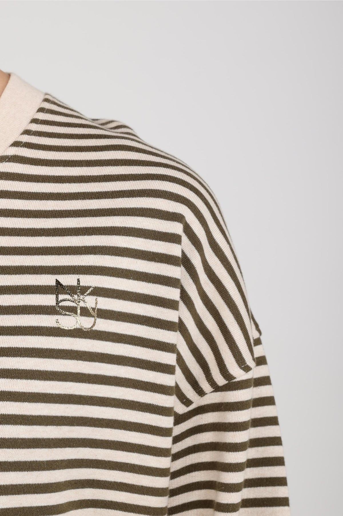 Nelly Pullover Gestreift | Sand Melange/Moos