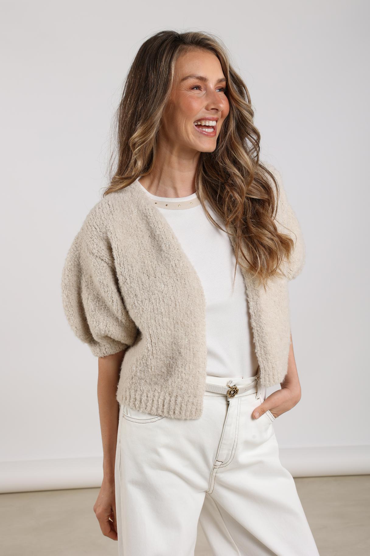 Jip Cardigan lurex | Sand