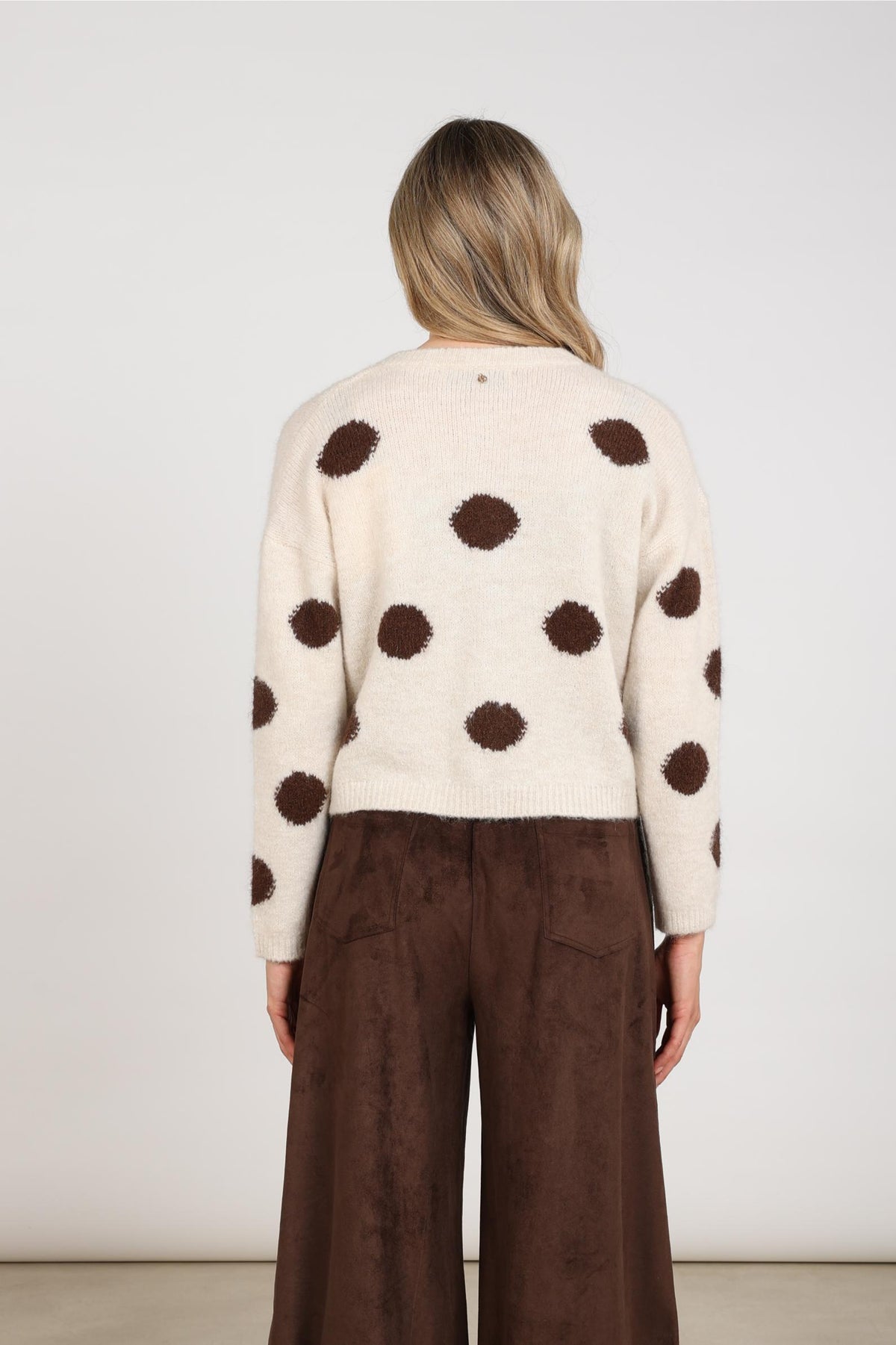 Laure Cardigan Dots | Offwhite/Chocolate