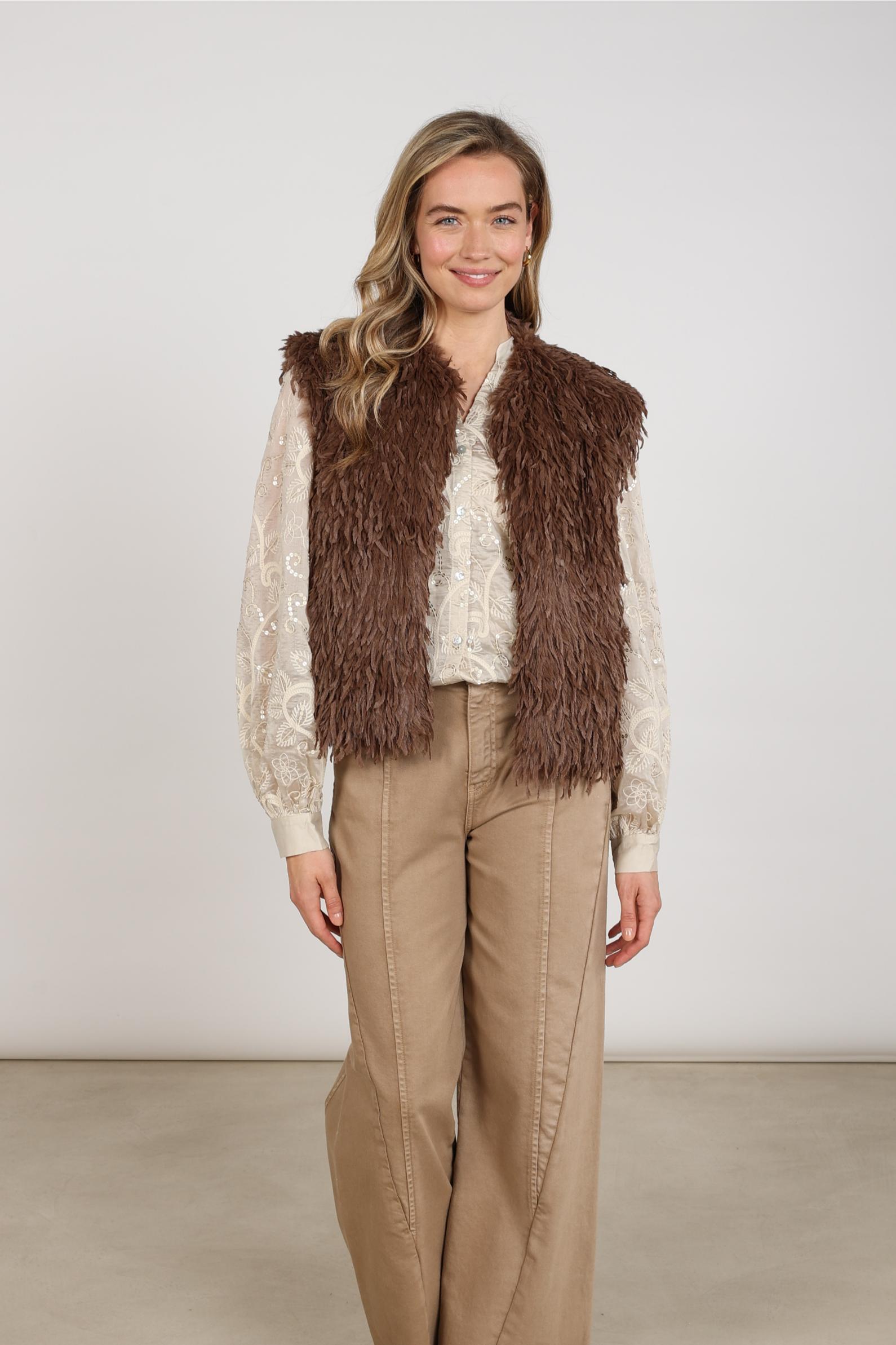 Mila Gilet Feather | Taupe