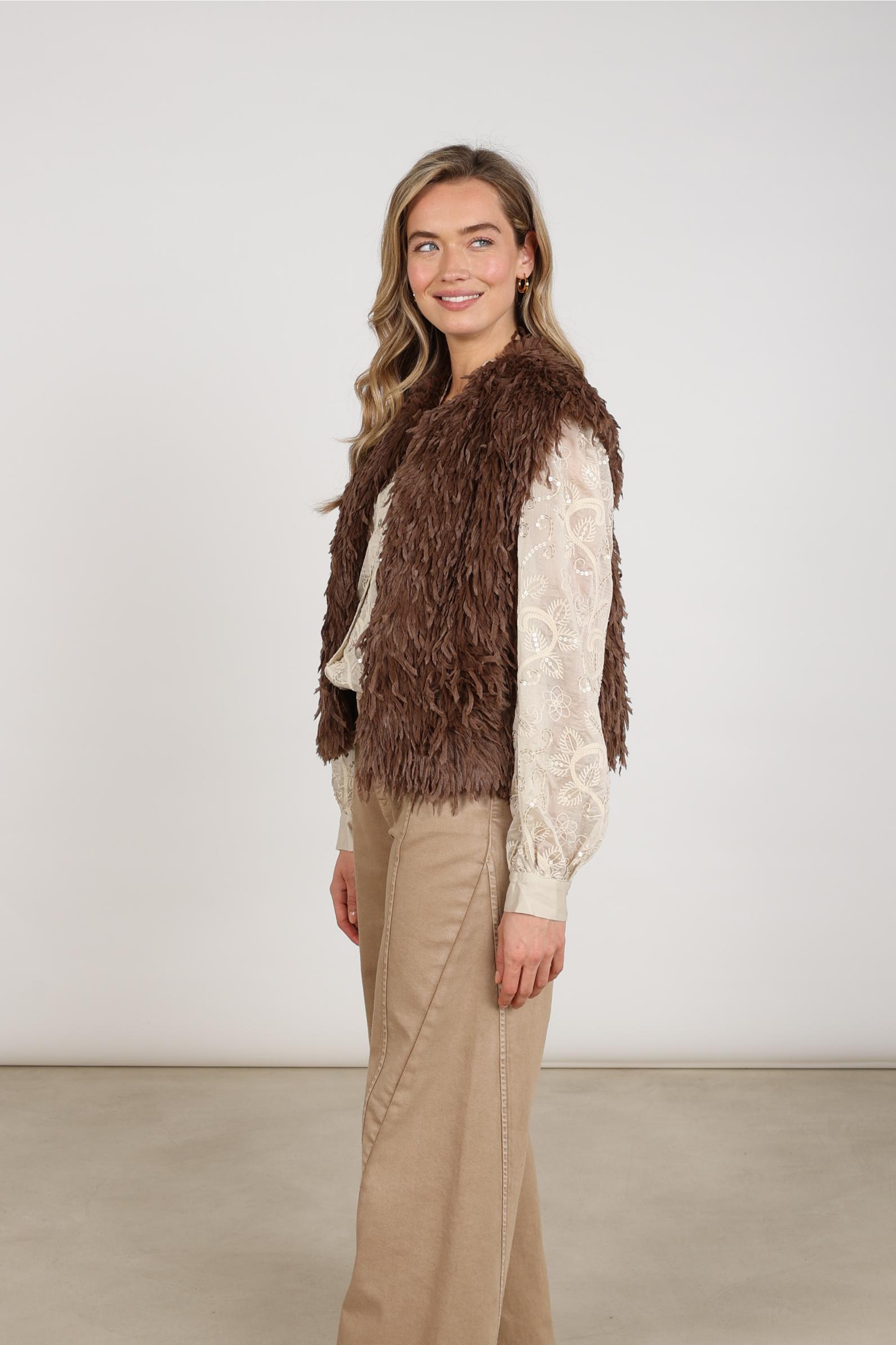 Mila Gilet Feather | Taupe