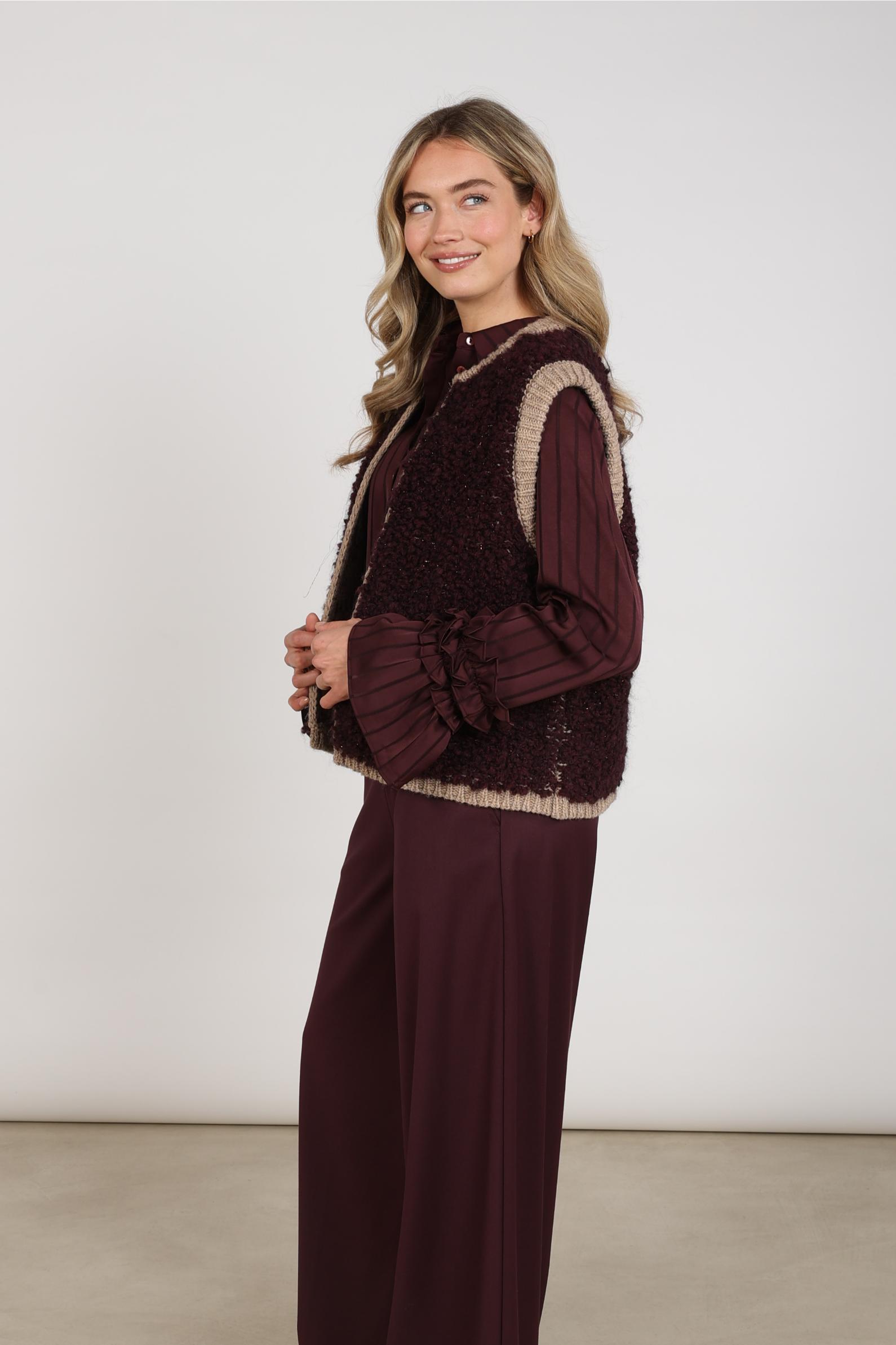 Lana Gilet | Cherry/Taupe