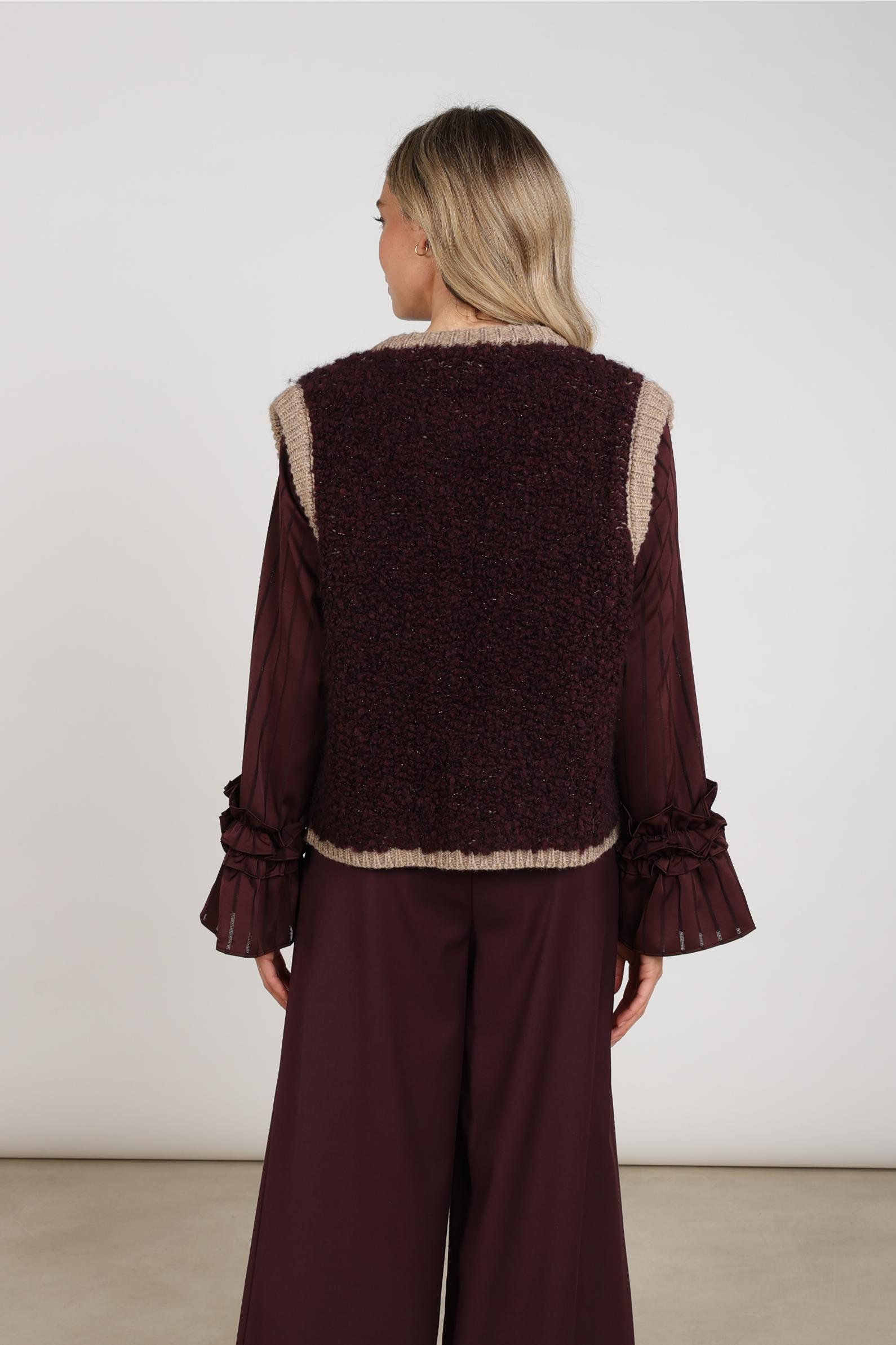 Lana Gilet | Cherry/Taupe