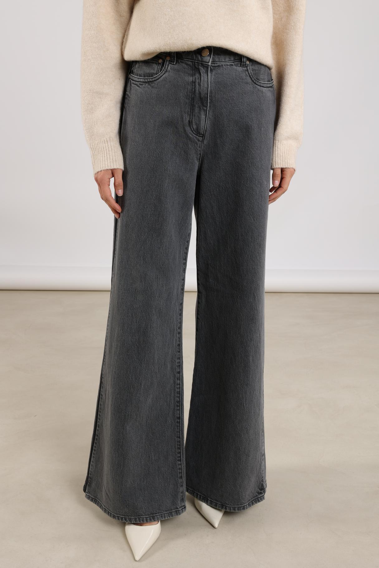 Ruby Pants Denim Studs | Grey Denim
