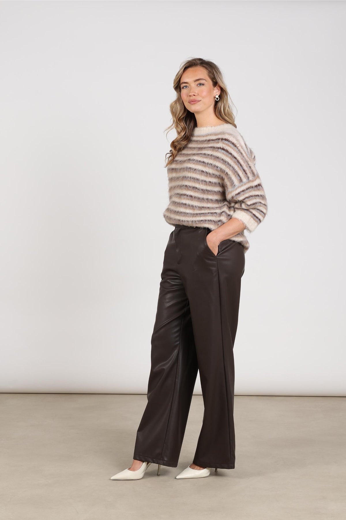Beverly Pants Pockets PU | Chocolate