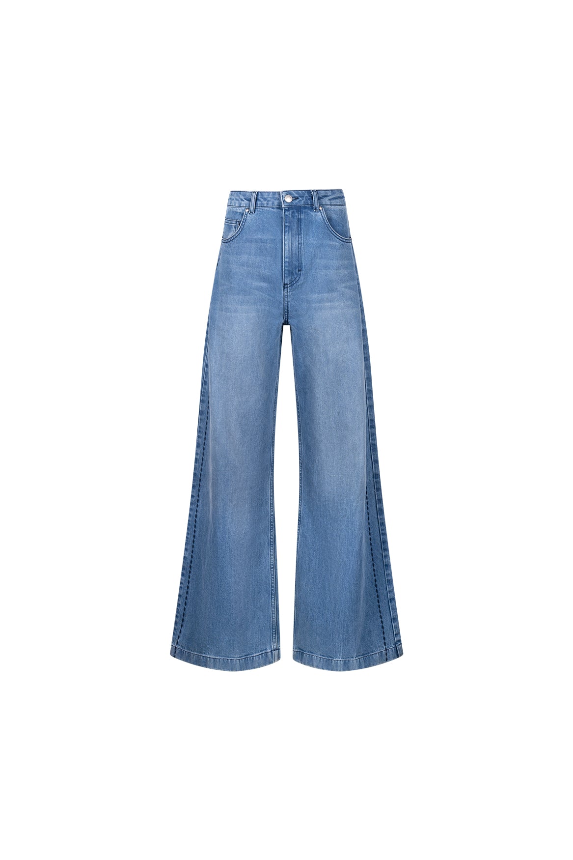 Stevi Pants Embroidery | Blue Denim