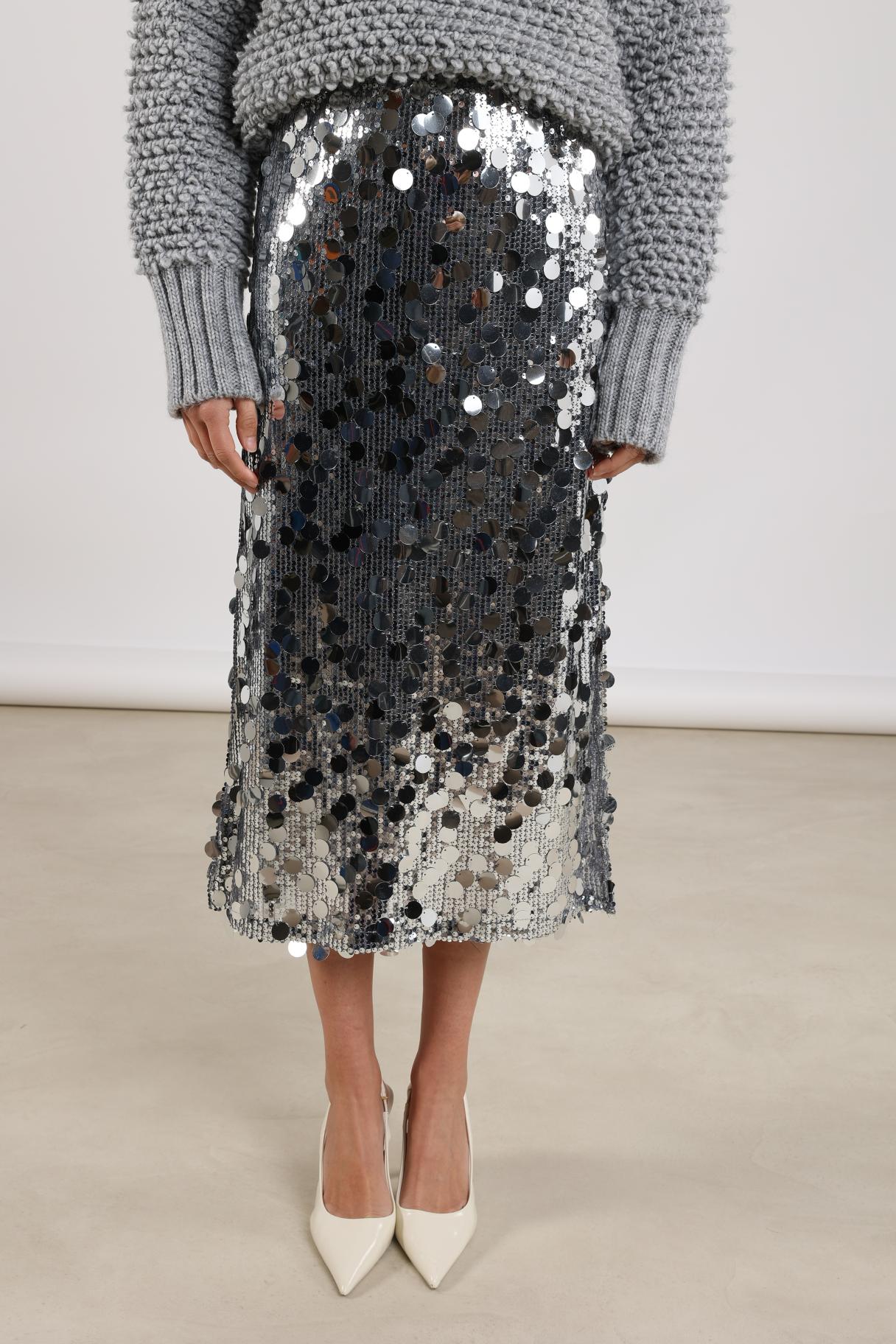 Bella Skirt Paillet | Silver