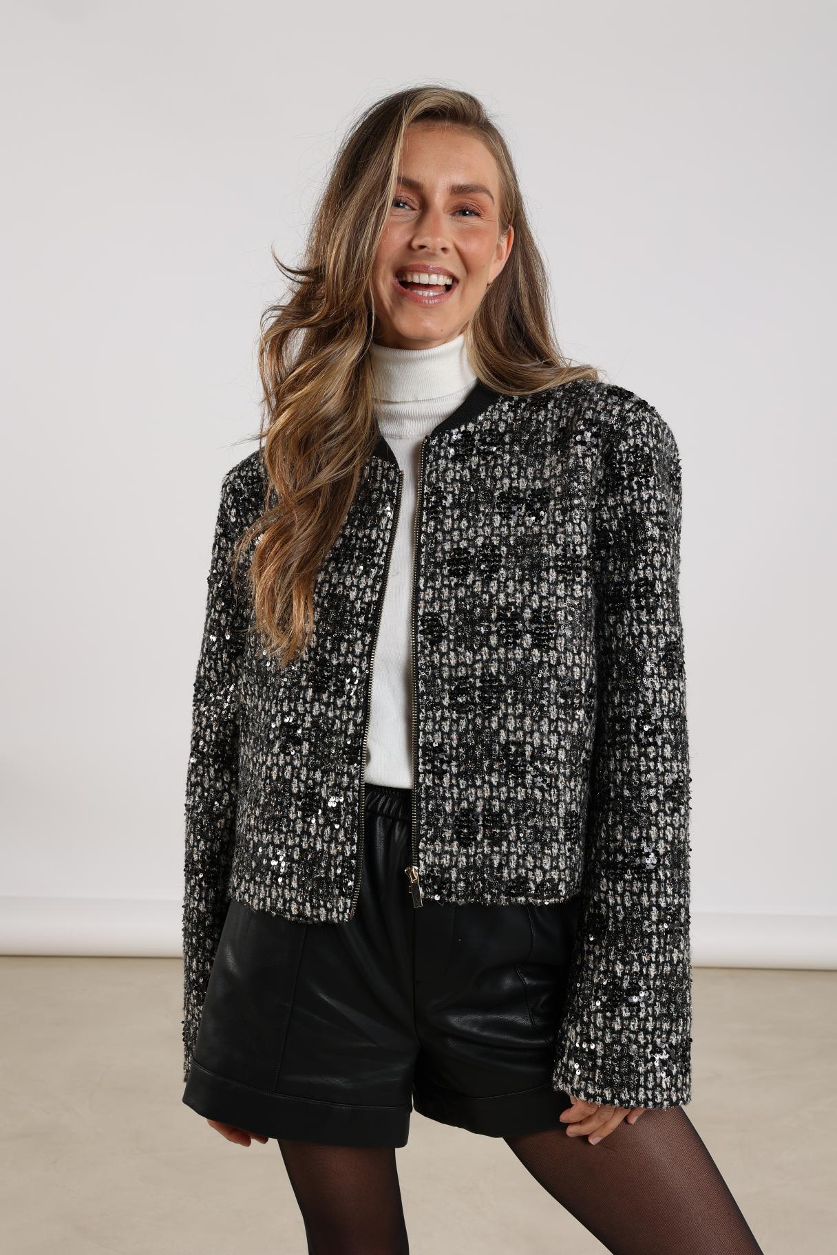 Roos Jacket Paillet | Offwhite/Black