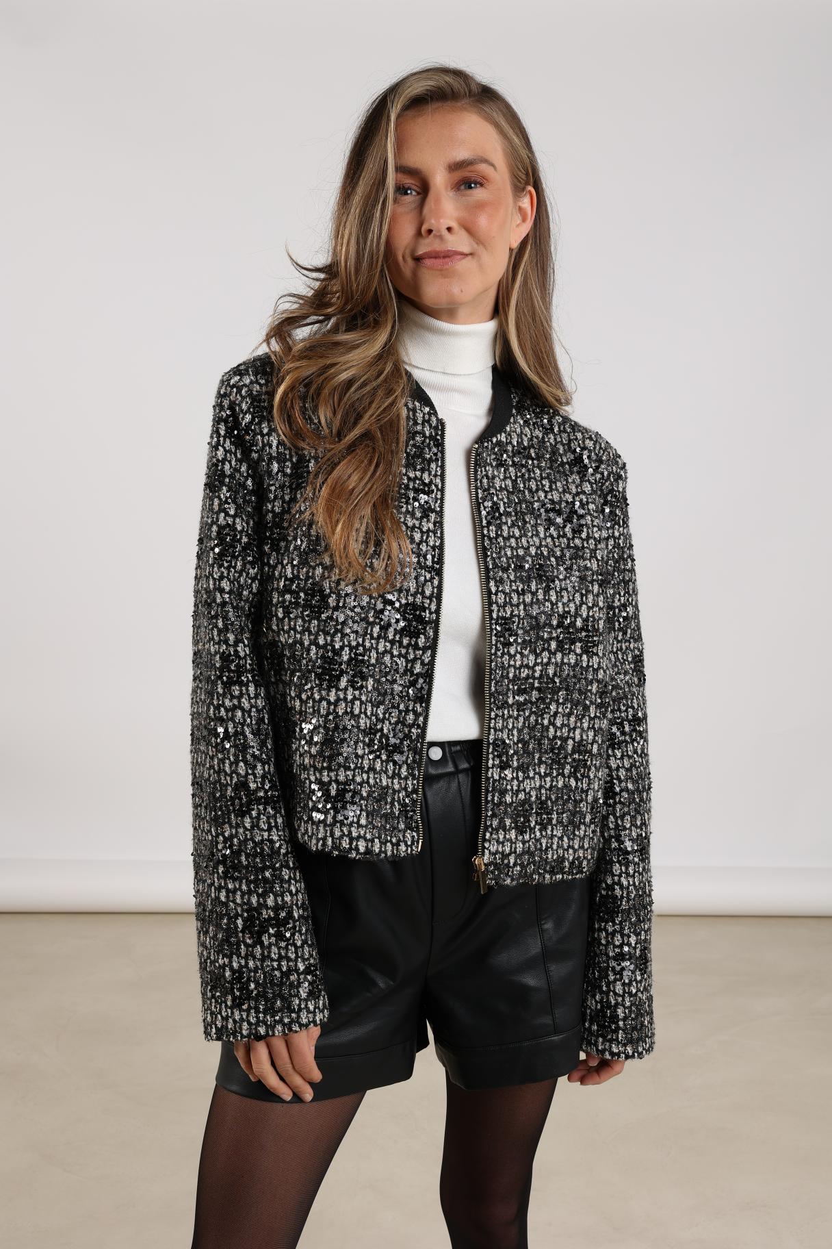 Roos Jacket Paillet | Offwhite/Black