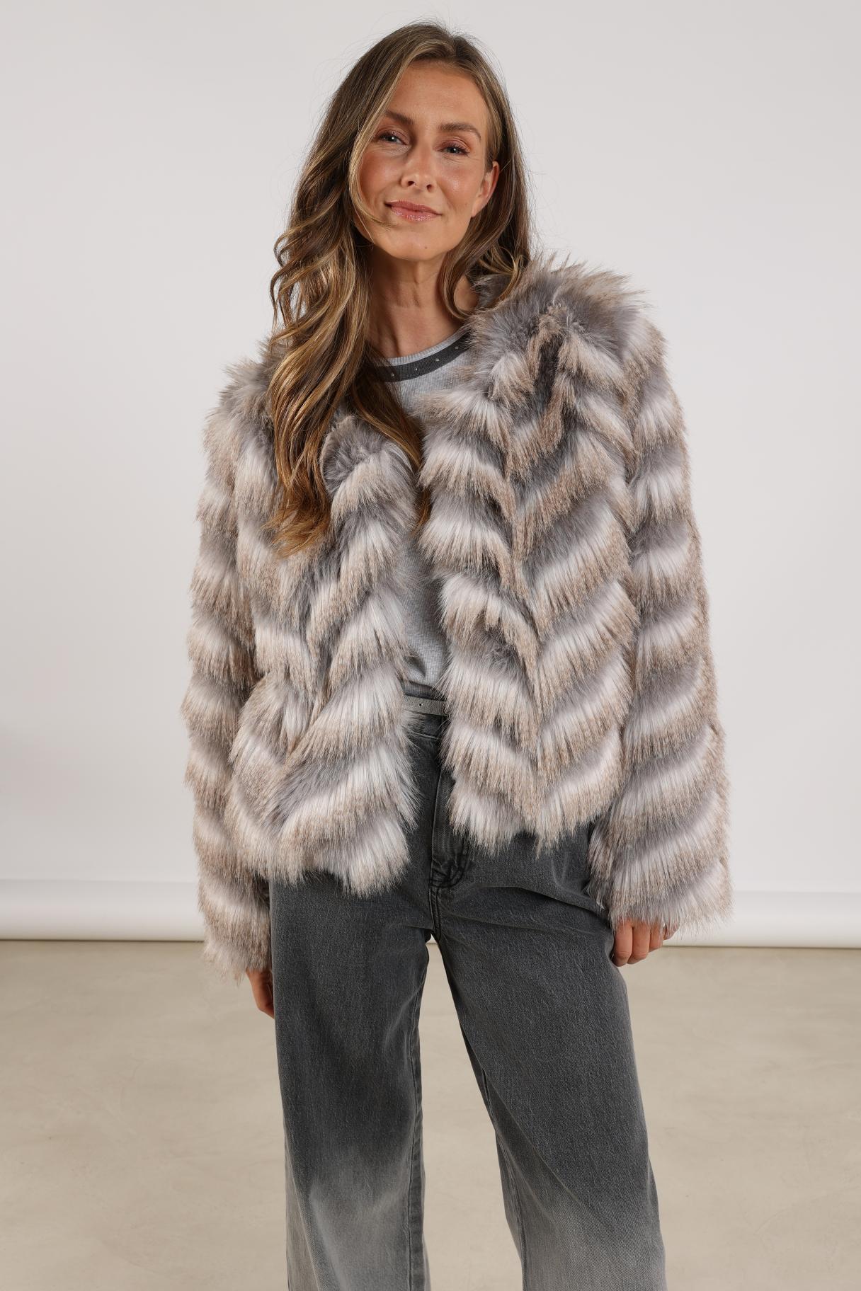 Lori Jacket Zigzag | Offwhite/grey