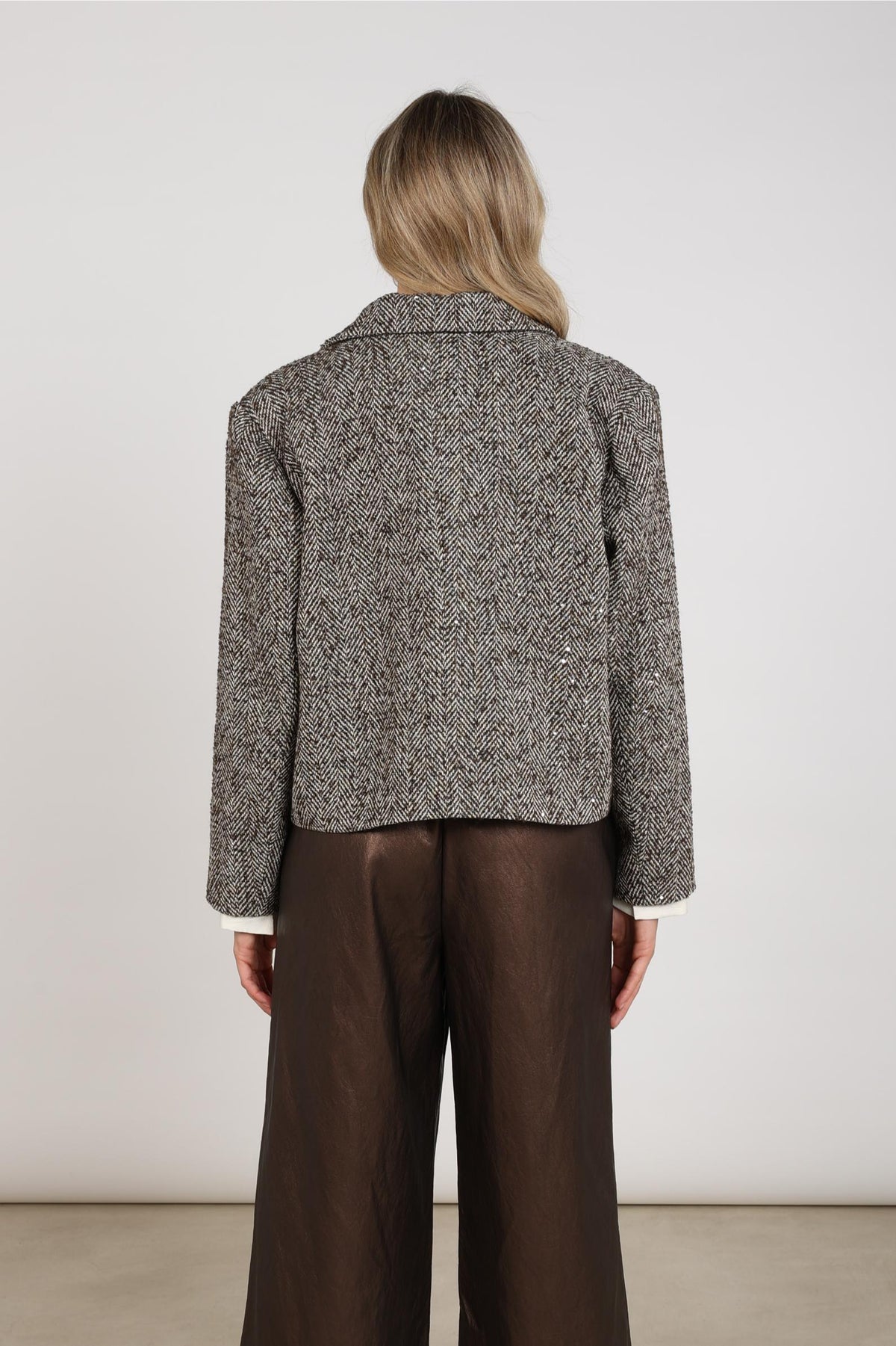 Daphne Jacket Herringbone | Chocolate/Sand