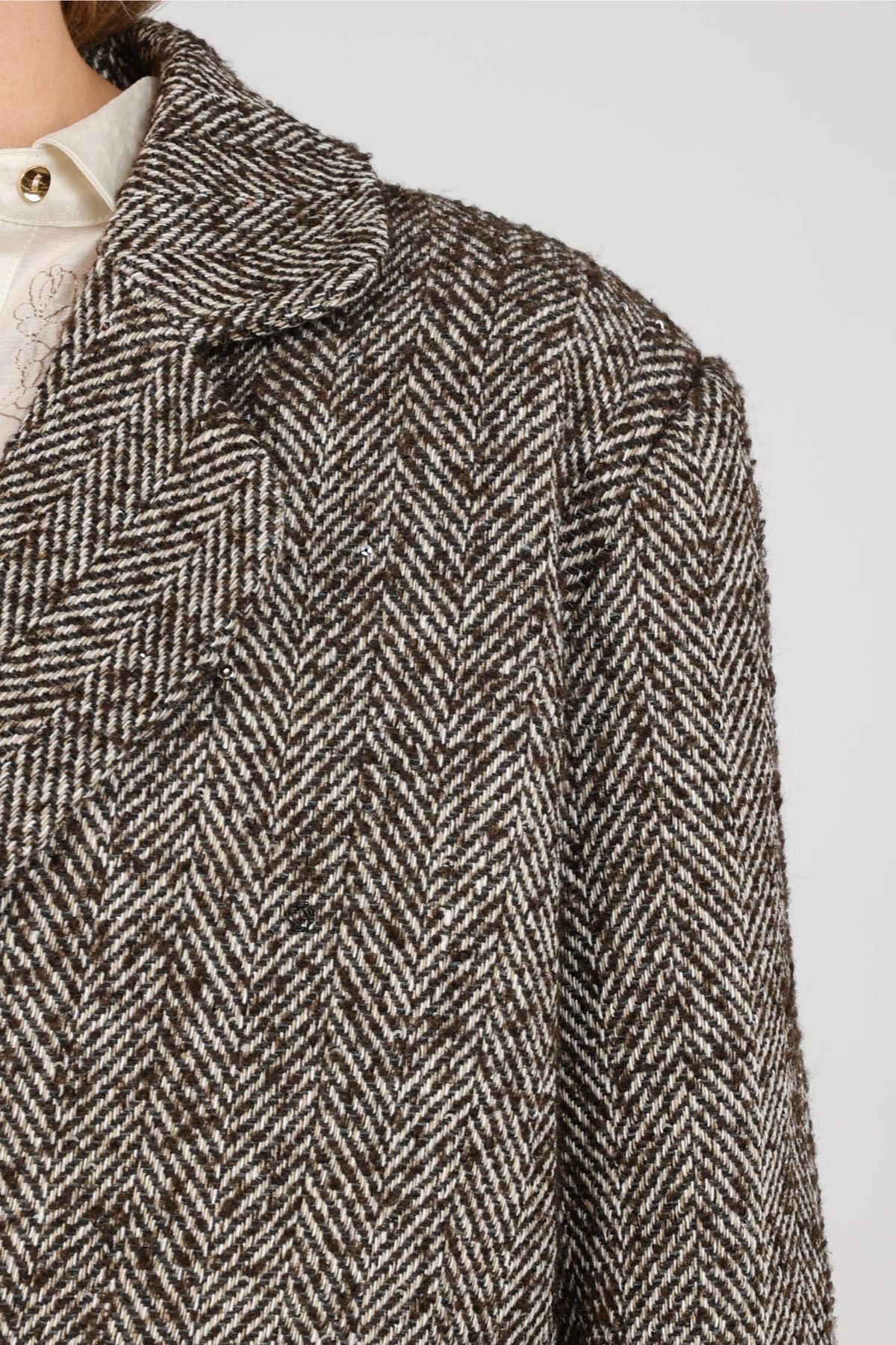 Daphne Jacket Herringbone | Chocolate/Sand