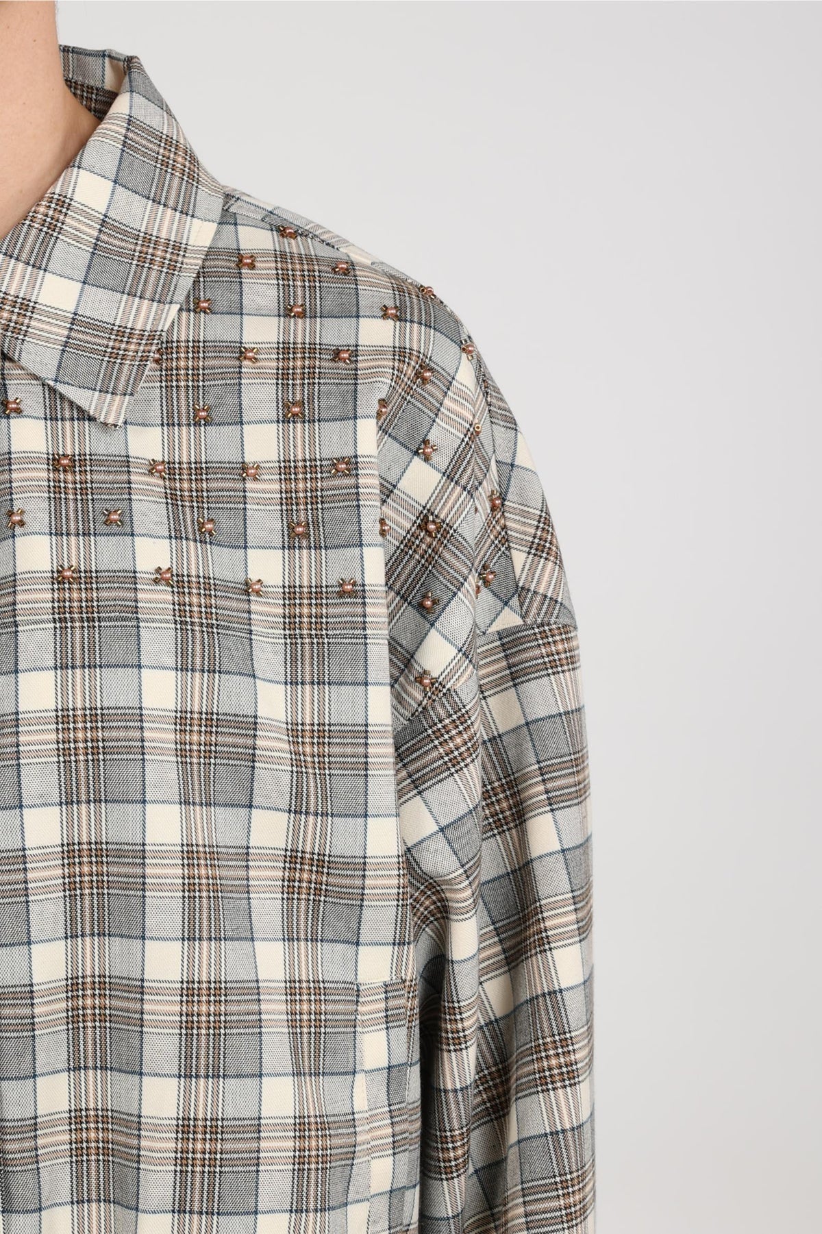 Dominique Jacket Check | Taupe/Offwhite