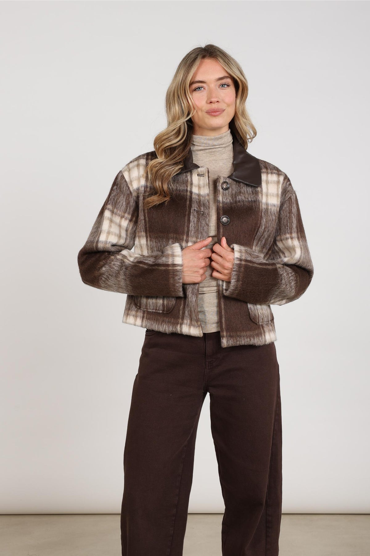 Hetty Jacke Karo | Schokolade/Offwhite