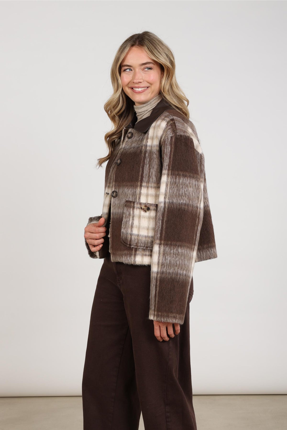 Hetty Jacket Check | Chocolate/Offwhite
